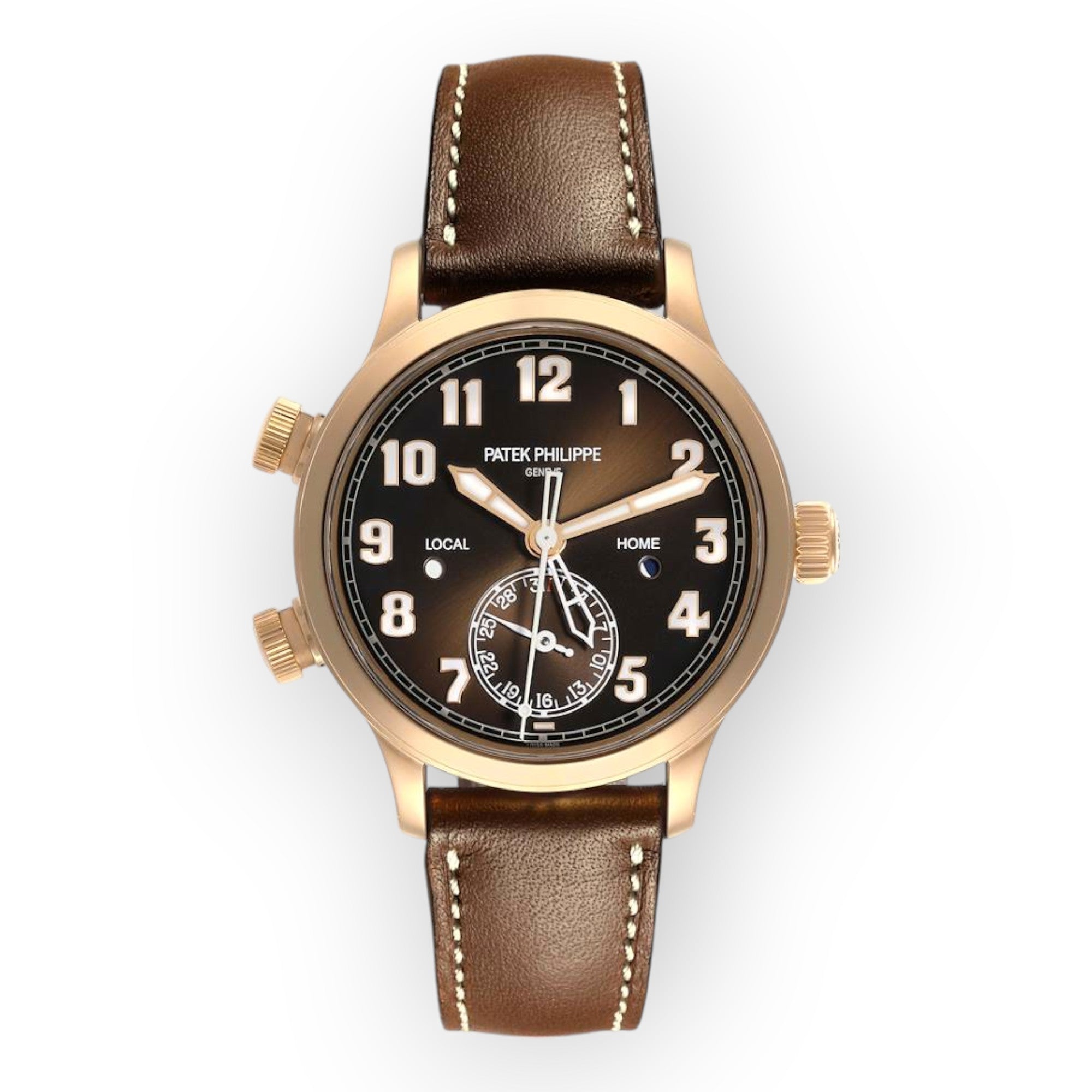 Patek Philippe Calatrava 7234 Rose Gold Pilot Travel Time Mens Watch-Patek Philippe-JD Watches NY