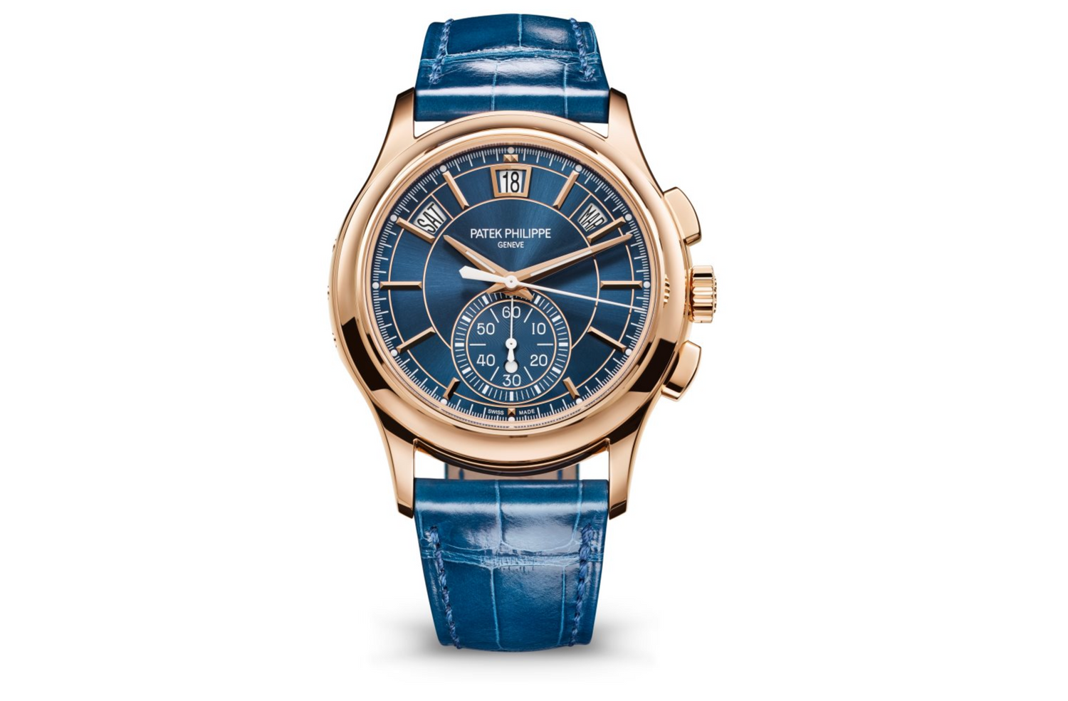 Patek Philippe Complications 5905R-010 – Rose Gold with Blue Sunray Dial & Alligator Strap-Patek Philippe-JD Watches NY
