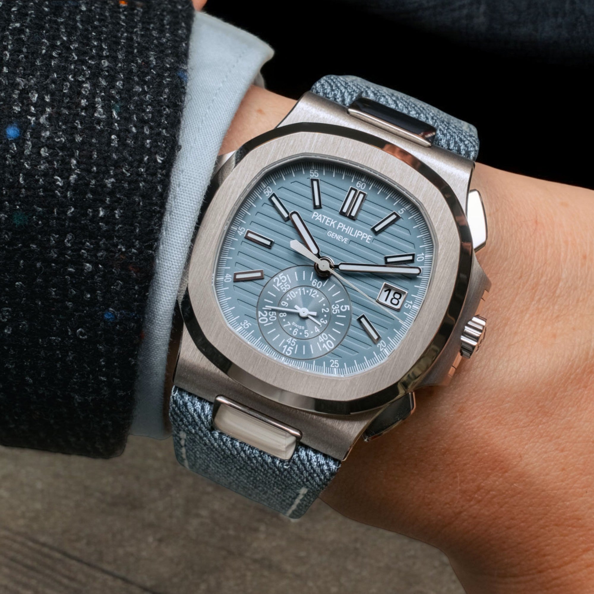 Patek Philippe Nautilus 5980 Denim Steel Mens Watch-Patek Philippe-JD Watches NY