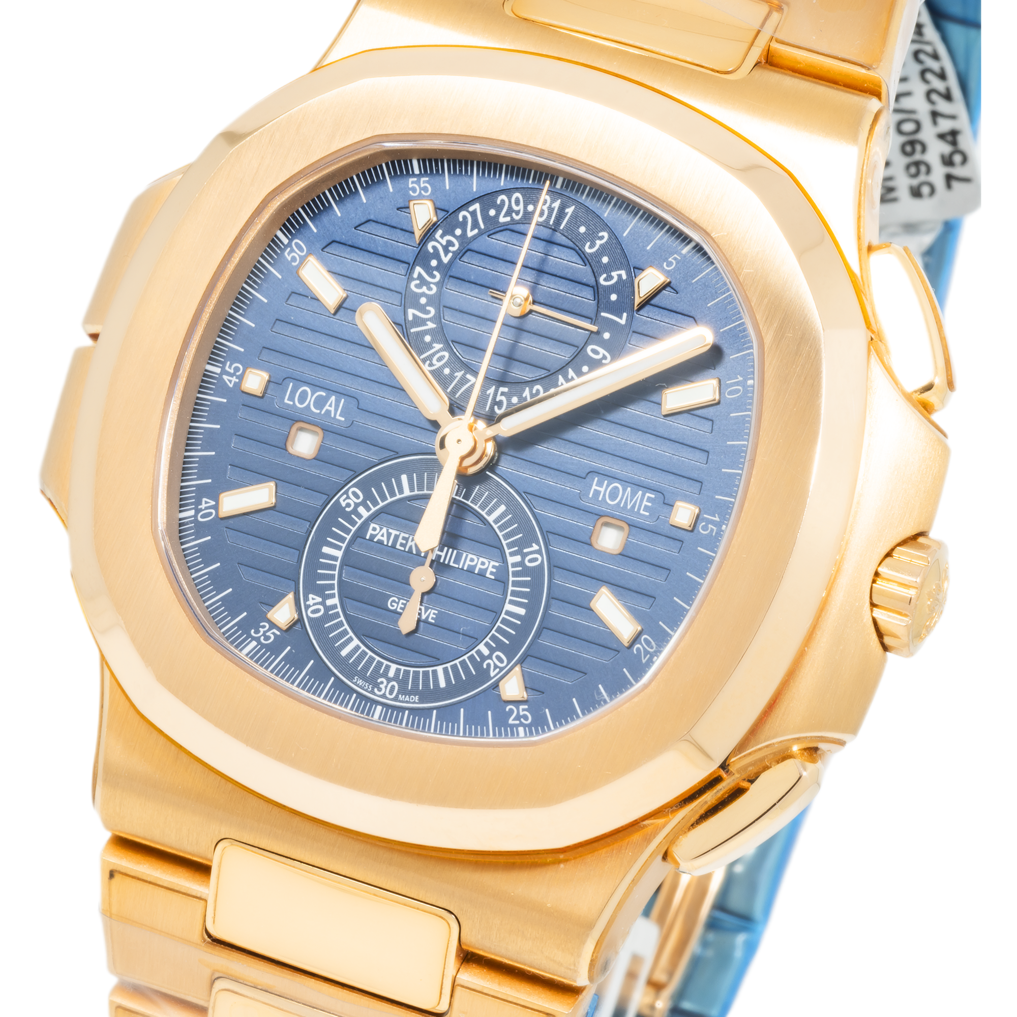 Patek Philippe Nautilus 5990/1R-001 Travel Time Flyback Chronograph Rose Gold Blue Dial-Patek Philippe-JD Watches NY