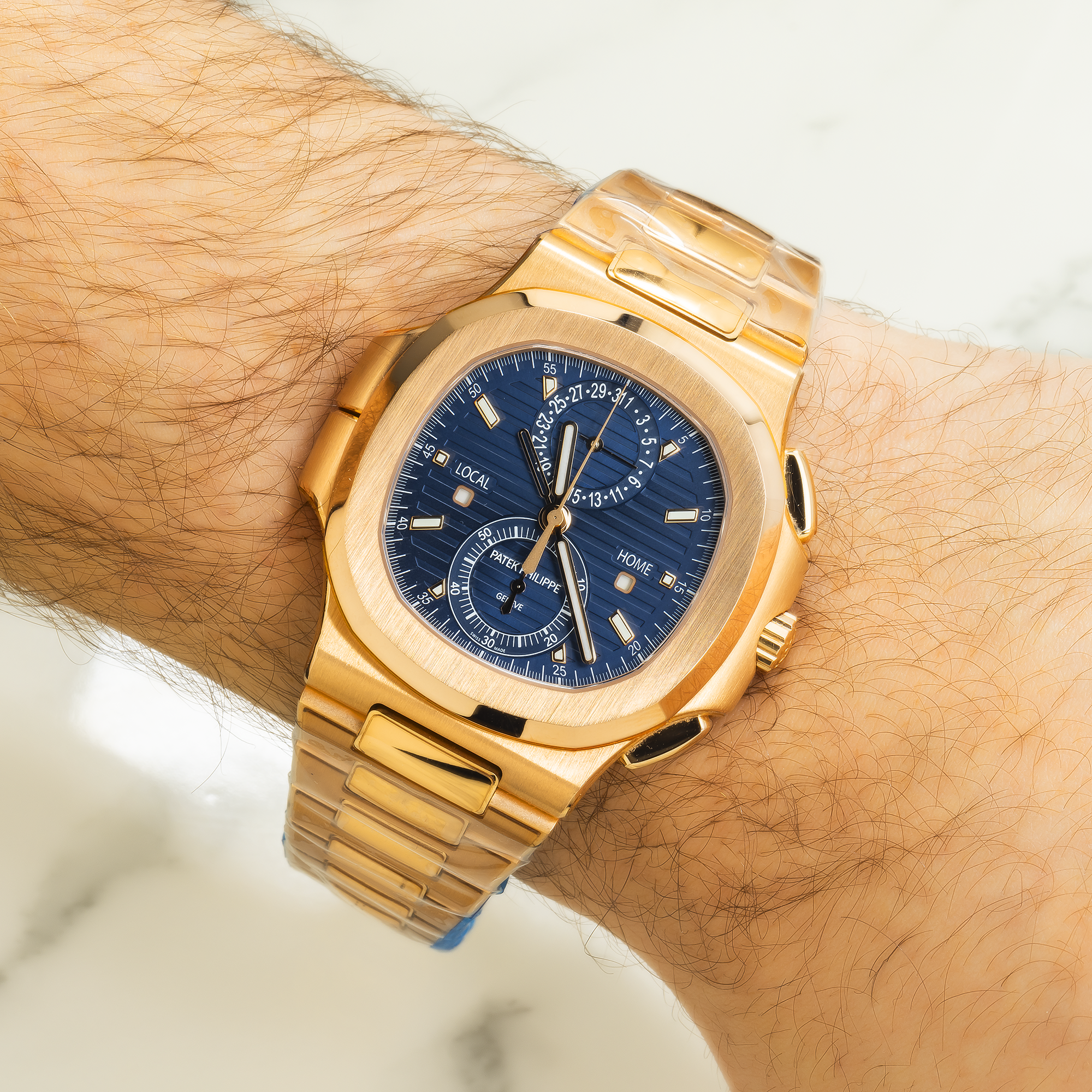 Patek Philippe Nautilus 5990/1R-001 Travel Time Flyback Chronograph Rose Gold Blue Dial-Patek Philippe-JD Watches NY