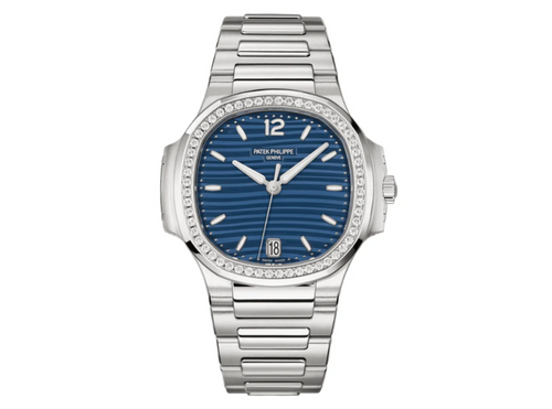 Patek Philippe Nautilus Ladies 7118/1200A-001 – 35mm Stainless Steel – Blue Dial – Factory Diamond Bezel