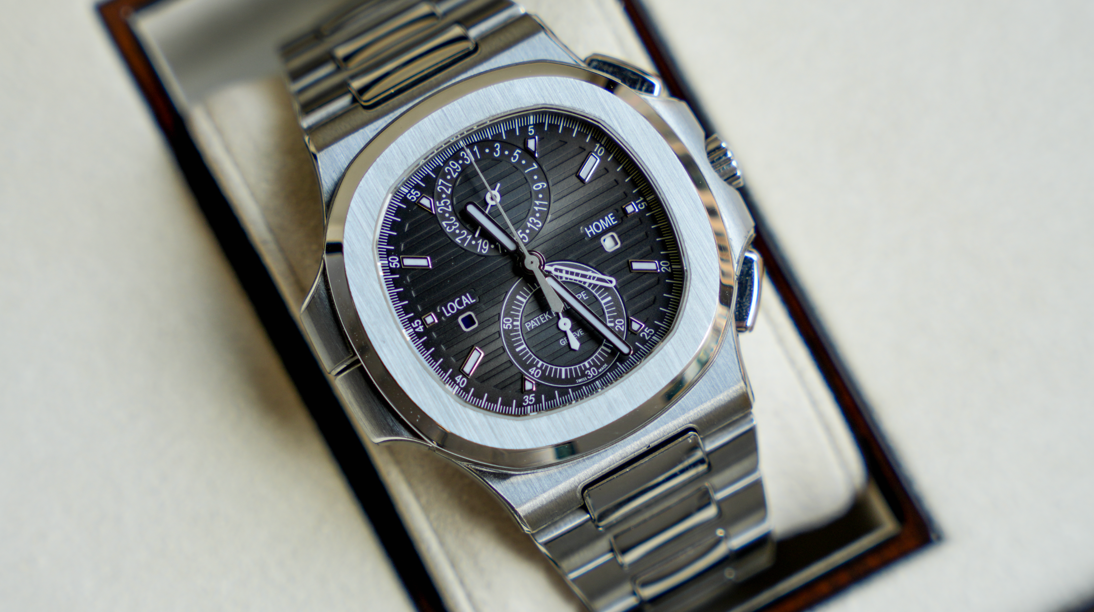 Patek Philippe Nautilus Travel Time Chronograph – Stainless Steel Ref. 5990/1A-001-JD Watches NY-JD Watches NY
