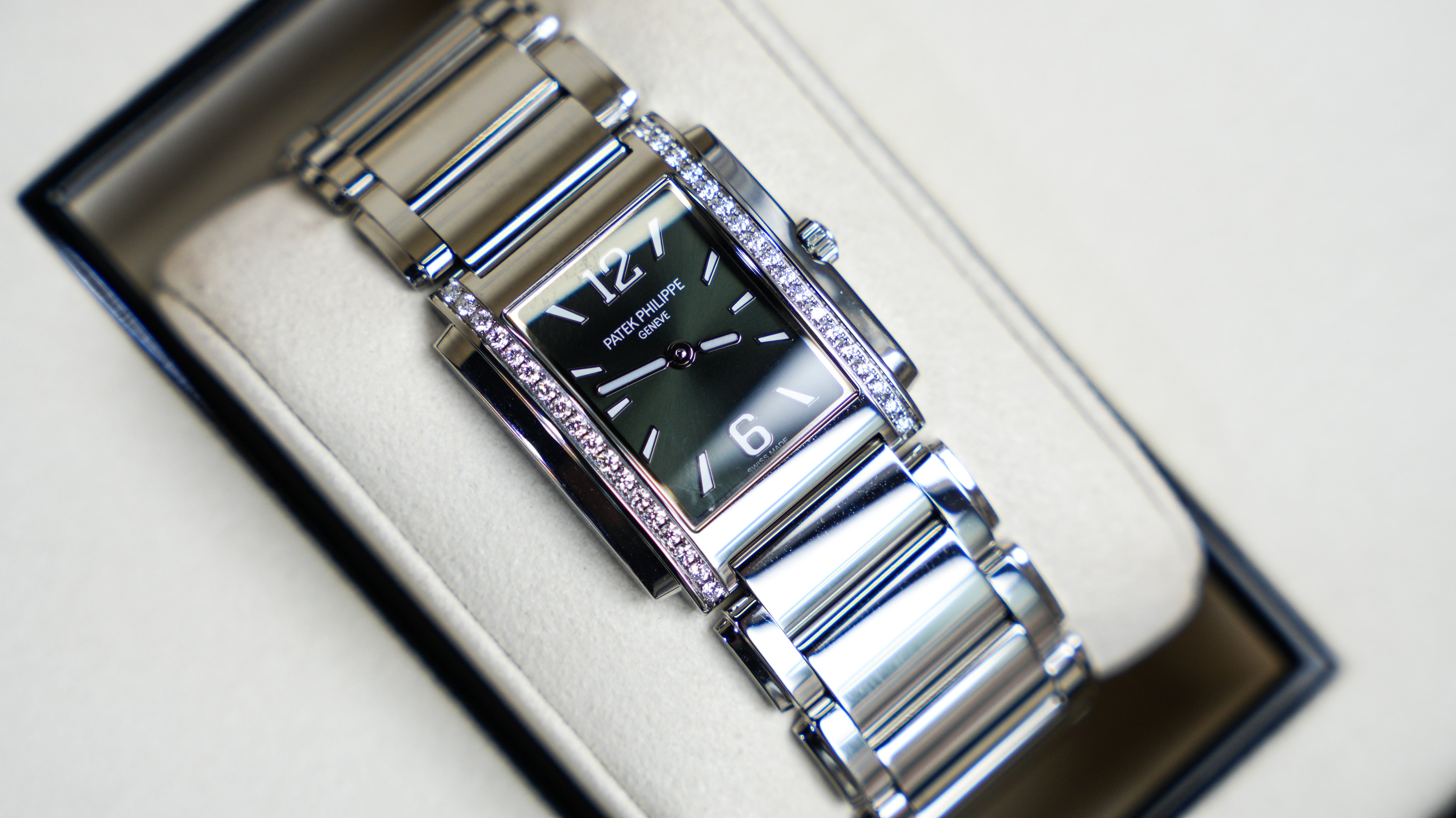 Patek Philippe Twenty-4 4910/1200A-011 'Ladies' Stainless Steel Green Diamond Dial Quartz-Patek Philippe-JD Watches NY