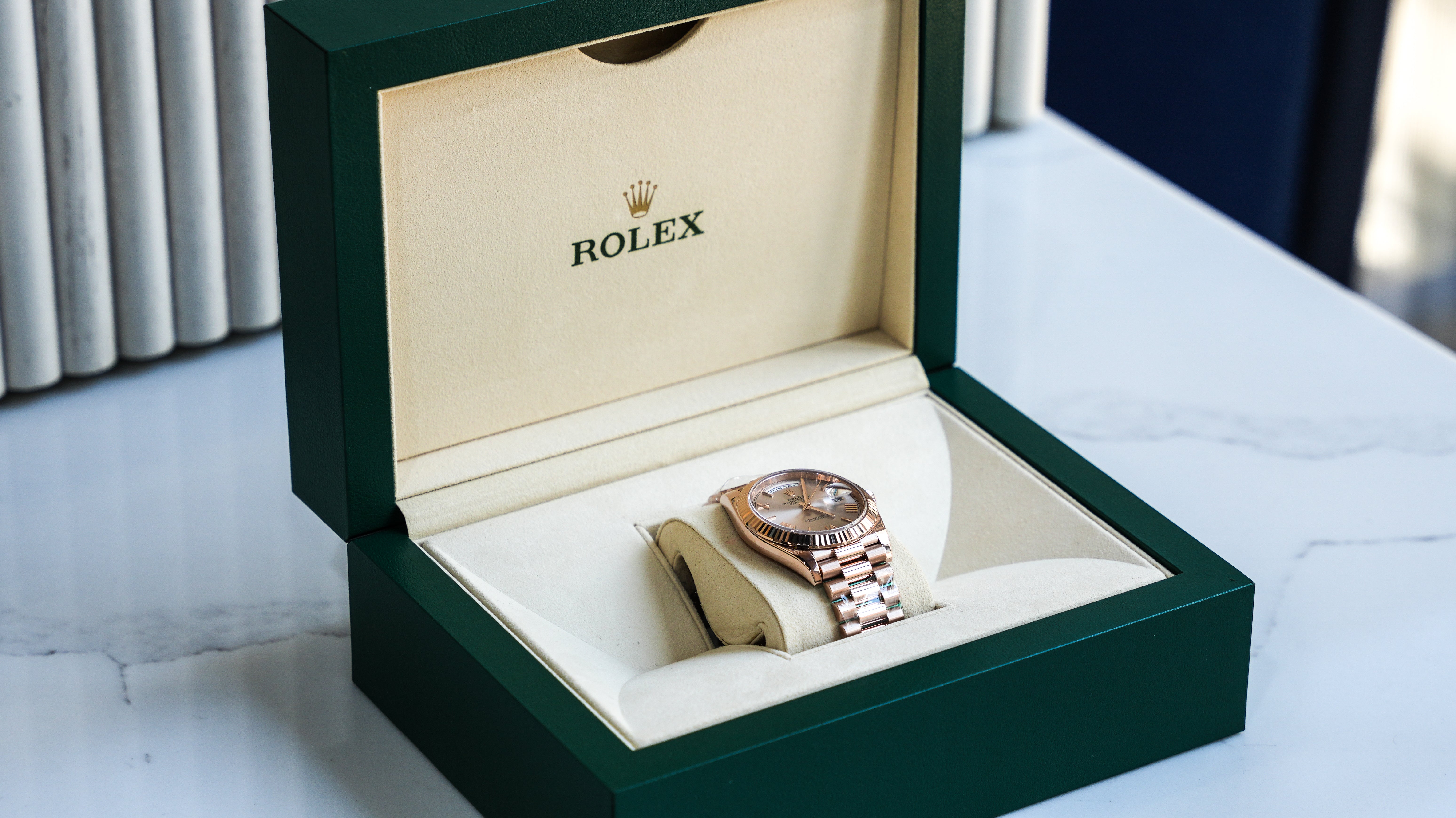 Rolex 228235 Day-Date Sundust Roman 40mm Everose Gold-Rolex-JD Watches NY