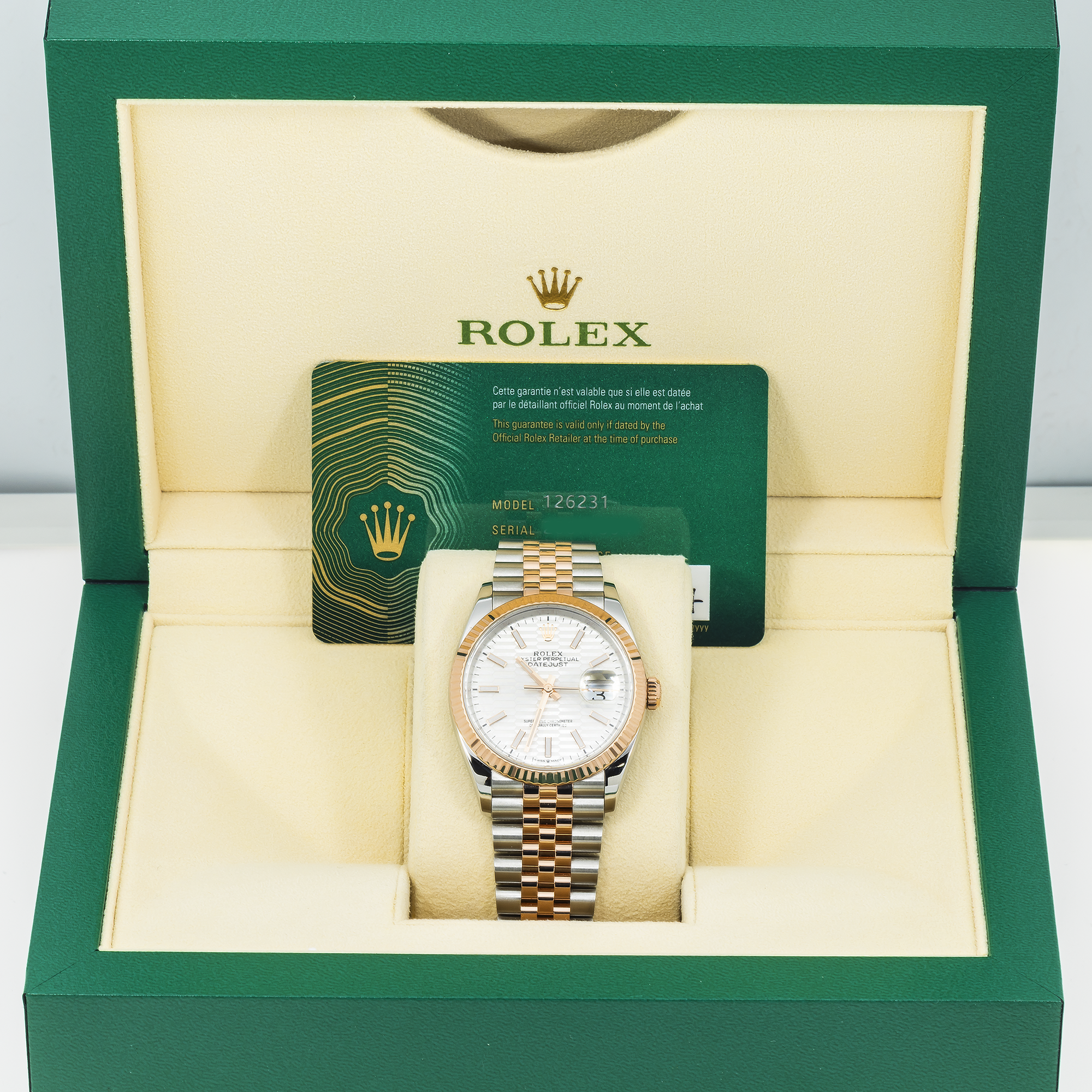 Rolex 36mm Datejust Stainless Steel & Everose Gold 126231 with Silver fluted dial and Jubilee Bracelet (Year: 2023 to 2025)-Rolex-JD Watches NY