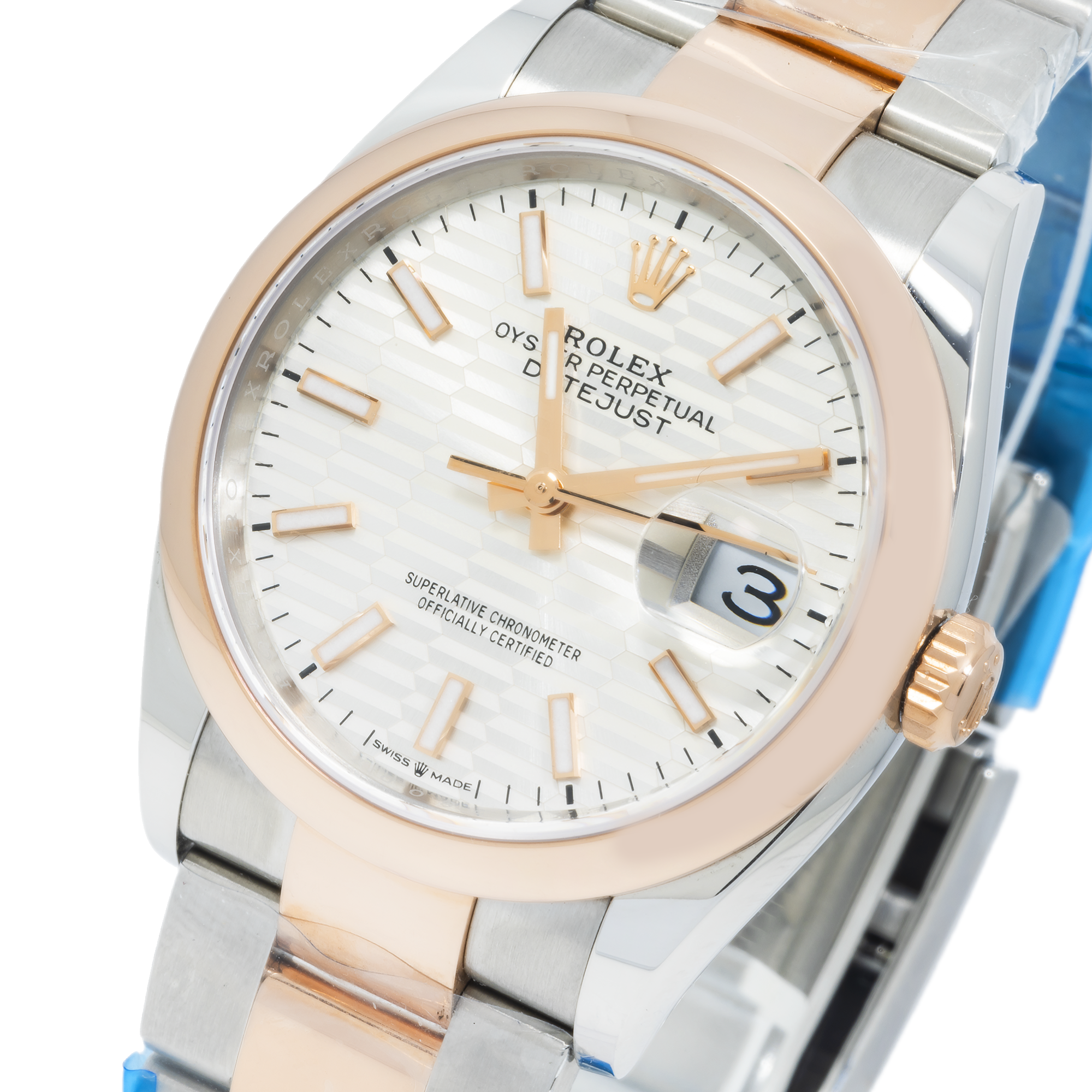 Rolex 36mm Stainless Steel & Everose Gold Datejust 126201 with Silver Fluted Dial and Oyster Bracelet (Year: 2022-2025)-Rolex-JD Watches NY