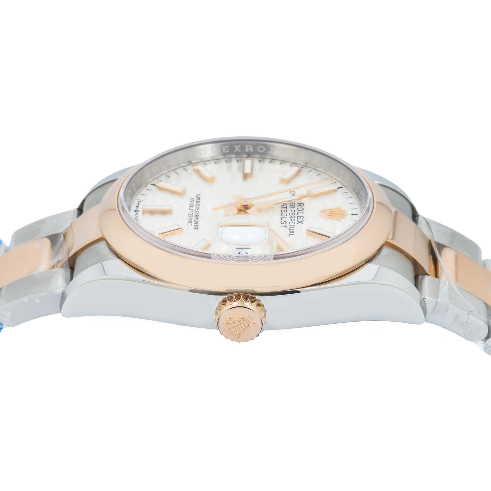 Rolex 36mm Stainless Steel & Everose Gold Datejust 126201 with Silver Fluted Dial and Oyster Bracelet (Year: 2022-2025)-Rolex-JD Watches NY