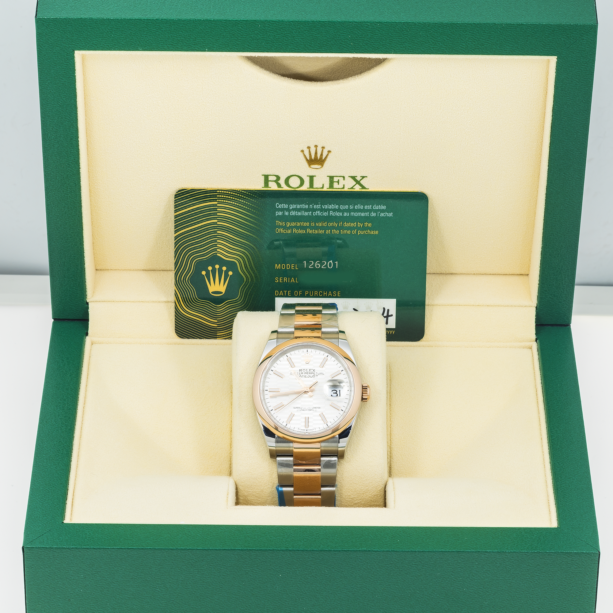 Rolex 36mm Stainless Steel & Everose Gold Datejust 126201 with Silver Fluted Dial and Oyster Bracelet (Year: 2022-2025)-Rolex-JD Watches NY