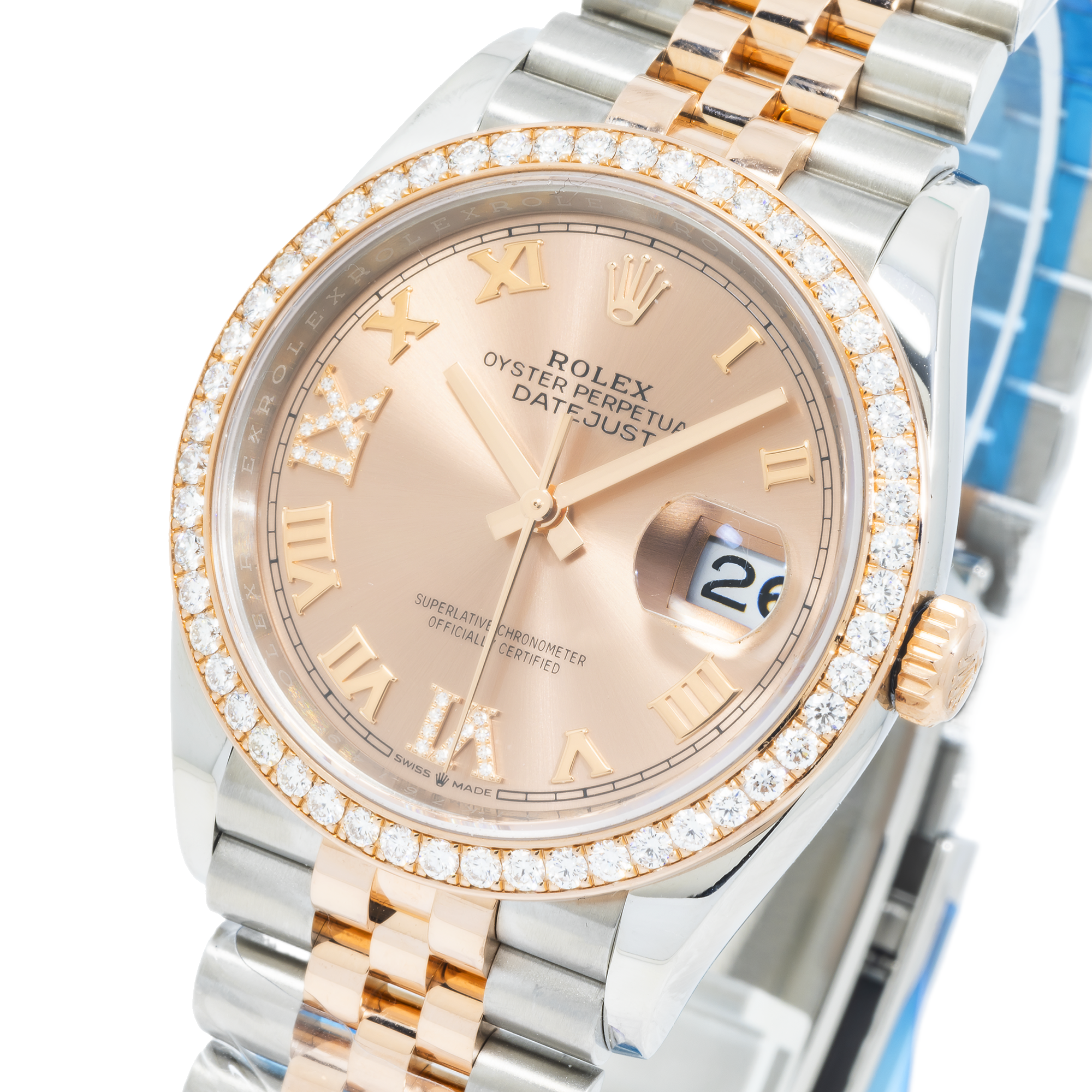 Rolex 36mm Stainless Steel & Everose Gold Datejust 126281RBR with Rose Roman Diamond Dial and Jubilee Bracelet (Year: 2017 to 2019)-Rolex-JD Watches NY