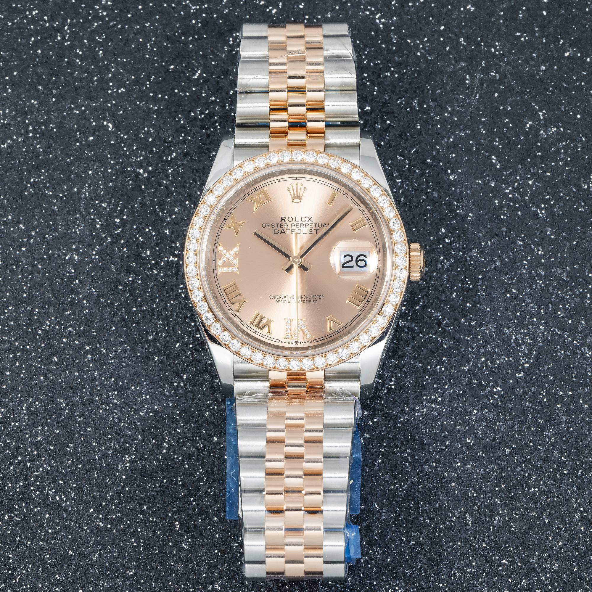 Rolex 36mm Stainless Steel & Everose Gold Datejust 126281RBR with Rose Roman Diamond Dial and Jubilee Bracelet (Year: 2017 to 2019)-Rolex-JD Watches NY