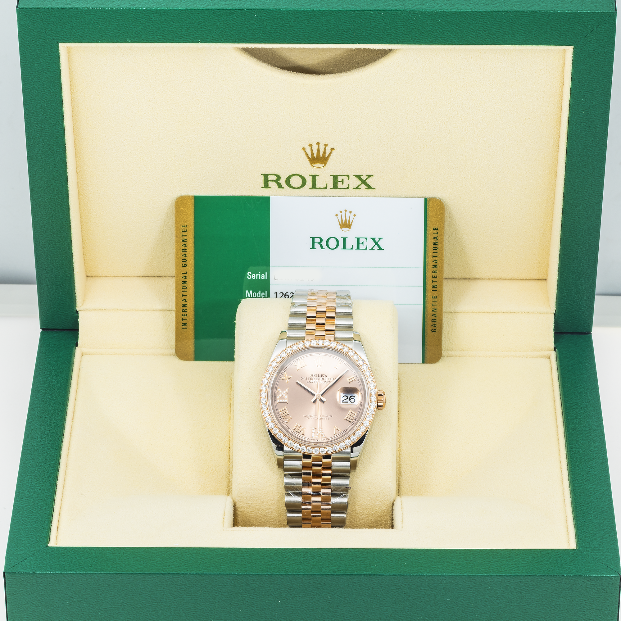 Rolex 36mm Stainless Steel & Everose Gold Datejust 126281RBR with Rose Roman Diamond Dial and Jubilee Bracelet (Year: 2017 to 2019)-Rolex-JD Watches NY