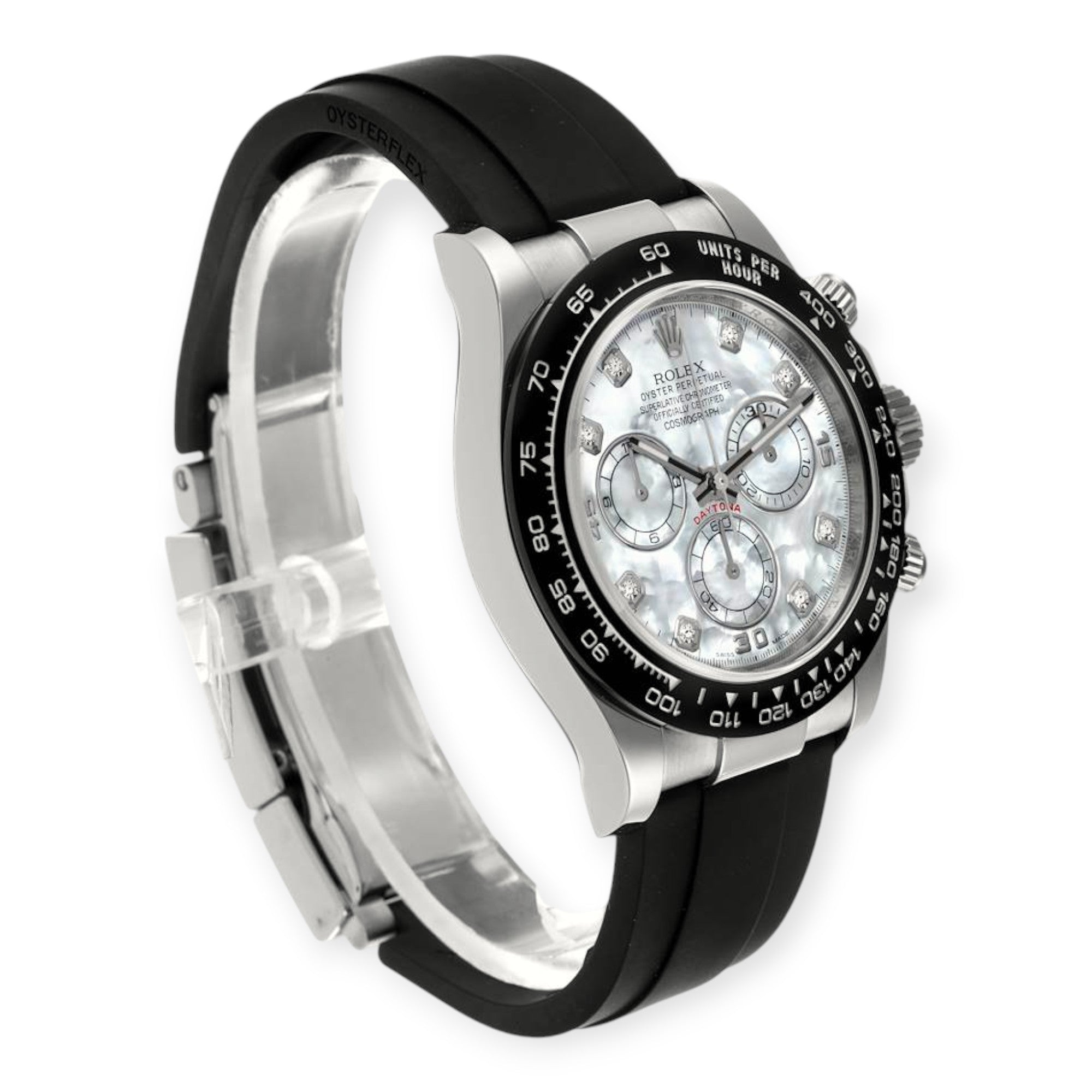 Rolex Cosmograph Daytona 116519 Oysterflex White Gold Mother Of Pearl Diamond Dial Mens Watch-Rolex-JD Watches NY
