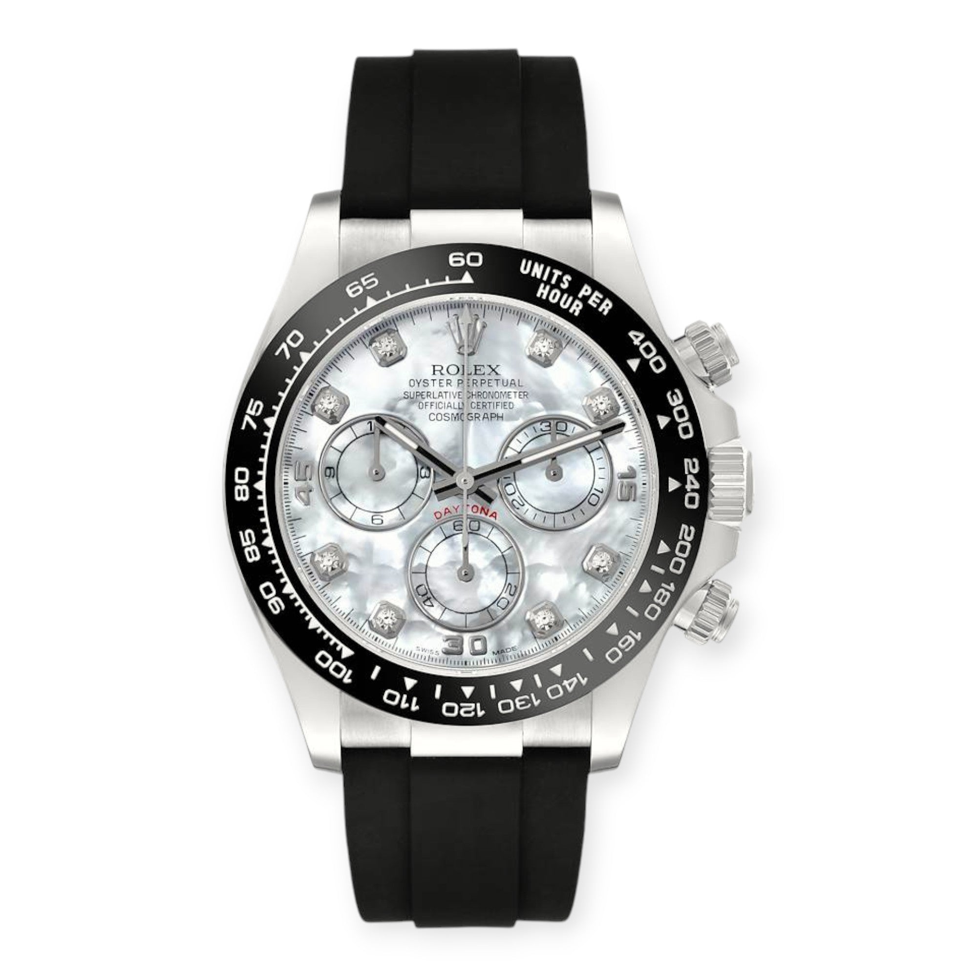 Rolex Cosmograph Daytona 116519 Oysterflex White Gold Mother Of Pearl Diamond Dial Mens Watch-Rolex-JD Watches NY
