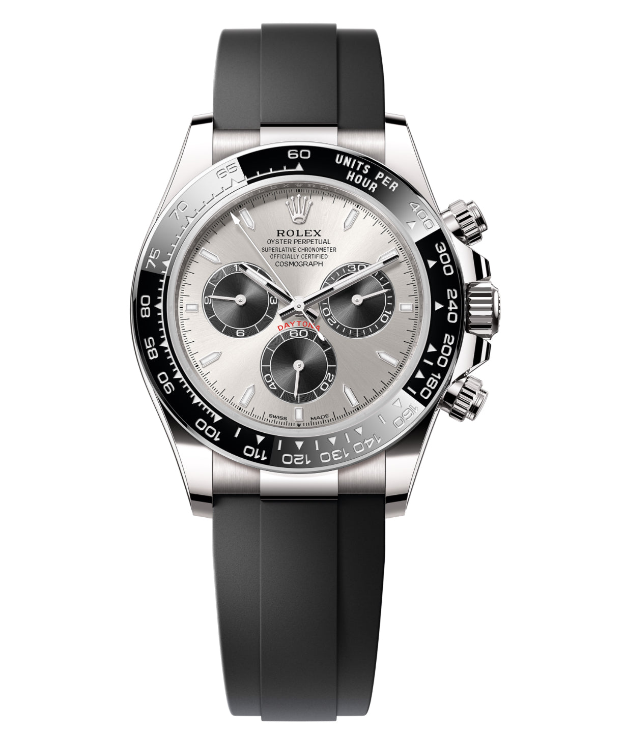 Rolex Cosmograph Daytona 116519LN-0006 – White Gold with Black Ceramic Bezel & Oysterflex Rubber Strap-Rolex-JD Watches NY