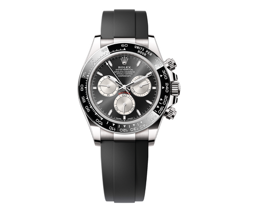 Rolex Cosmograph Daytona – 18k White Gold with Black Dial, Grey Subdials, and Oysterflex Bracelet Ref. 126519LN-0002