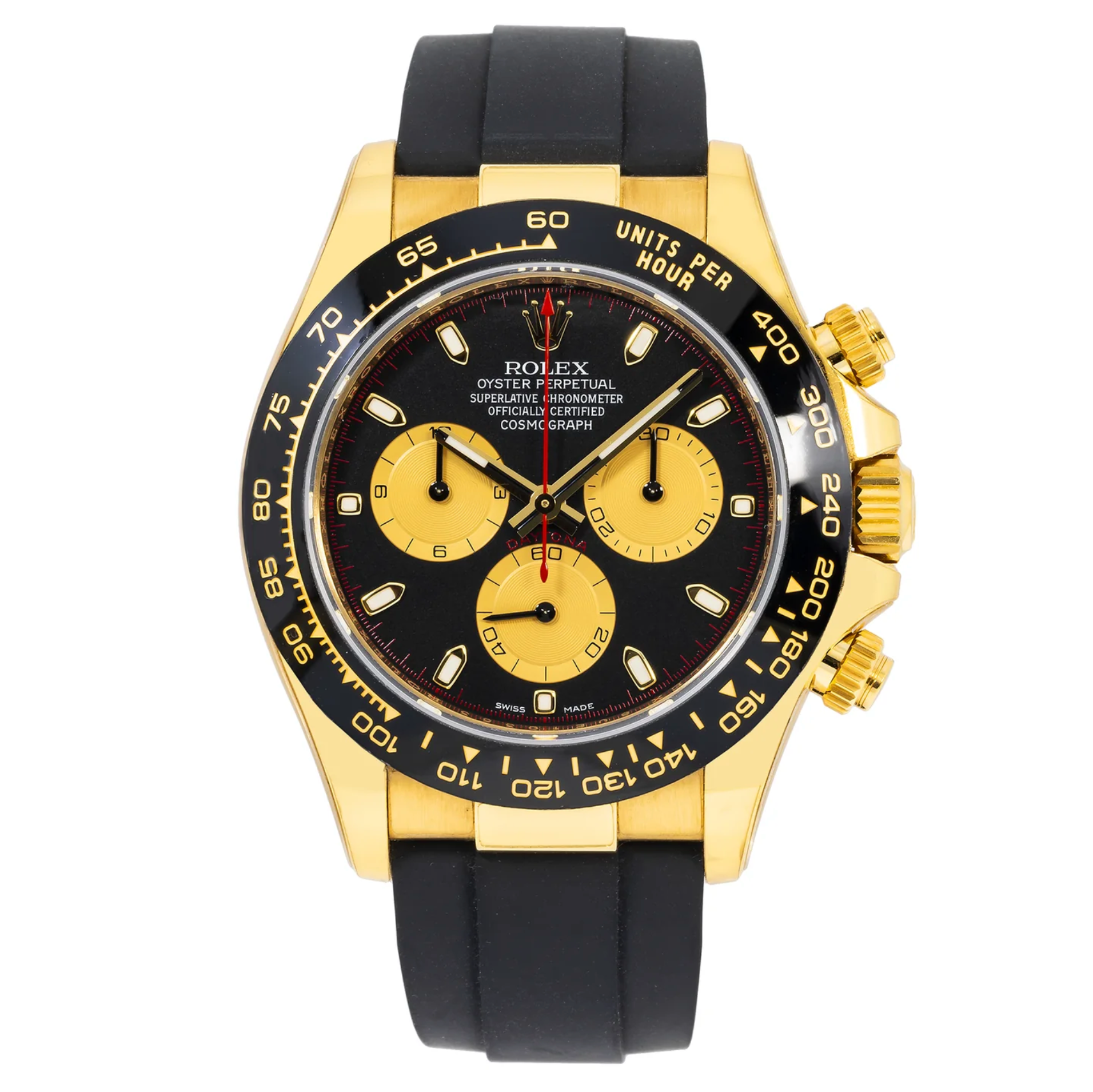 Rolex Cosmograph Daytona – 18k Yellow Gold with Black Dial and Oysterflex Bracelet Ref. 116518LN