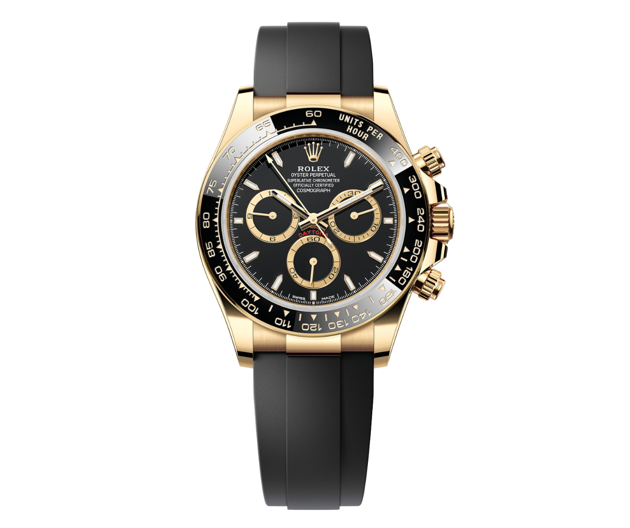 Rolex Cosmograph Daytona – Yellow Gold & Black Dial on Oysterflex Ref. 116518LN-Rolex-JD Watches NY