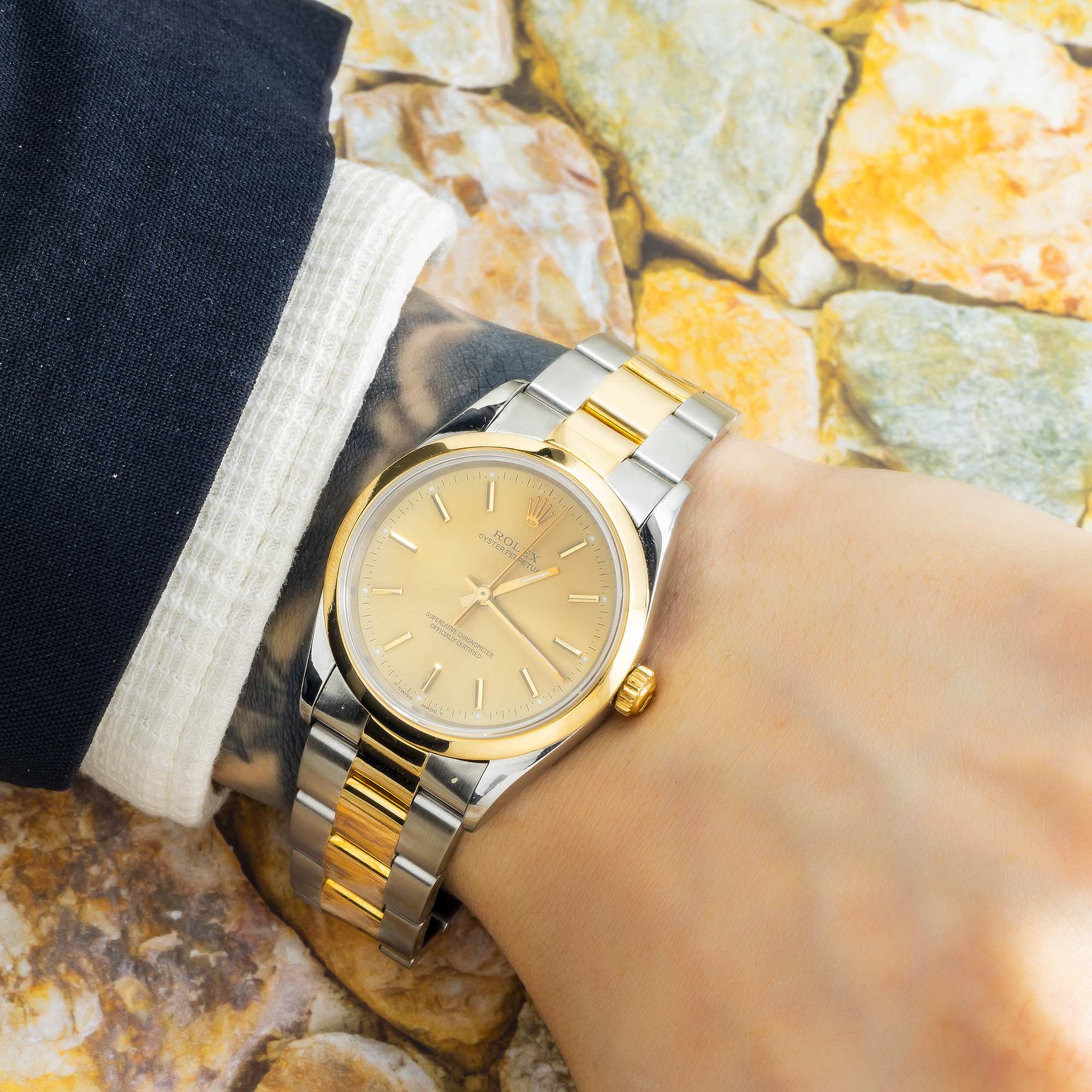 Rolex Date 14203 Stainless Steel and Yellow Gold with Oyster Bracelet-Rolex-JD Watches NY