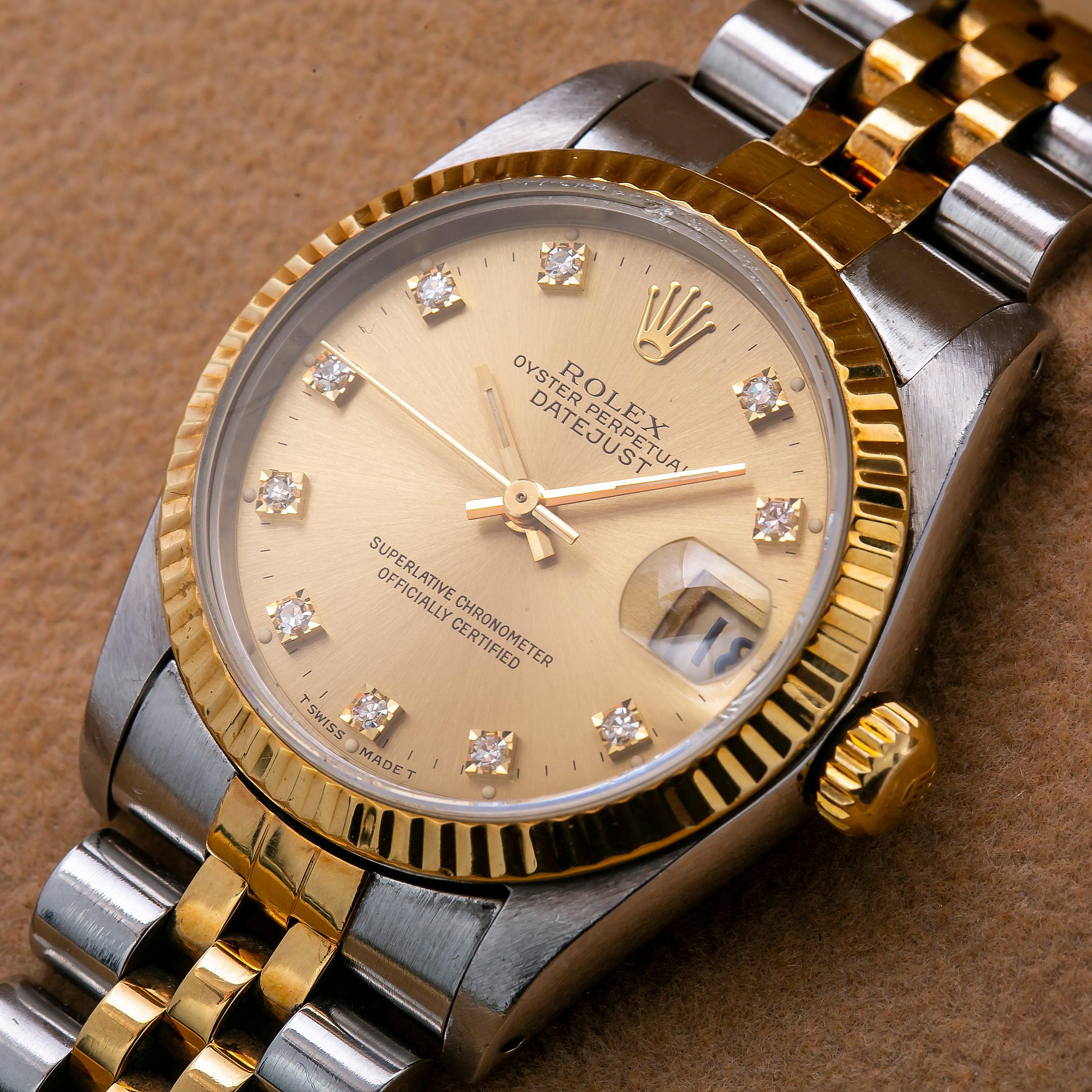 Rolex Datejust 31MM 68273 Stainless Steel and Yellow Gold Original Champagne Diamond Dial Jubilee Bracelet-Rolex-JD Watches NY