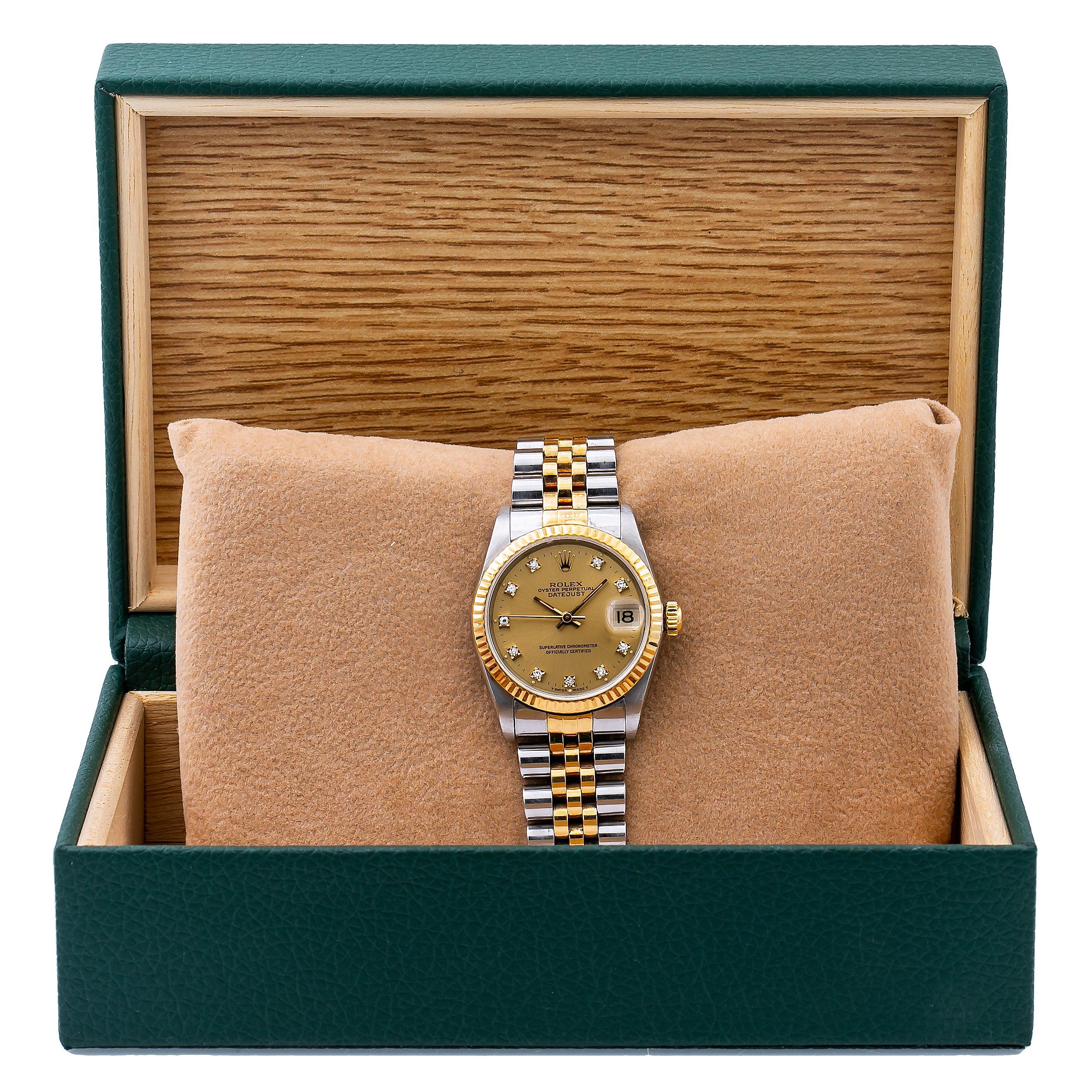 Rolex Datejust 31MM 68273 Stainless Steel and Yellow Gold Original Champagne Diamond Dial Jubilee Bracelet-Rolex-JD Watches NY