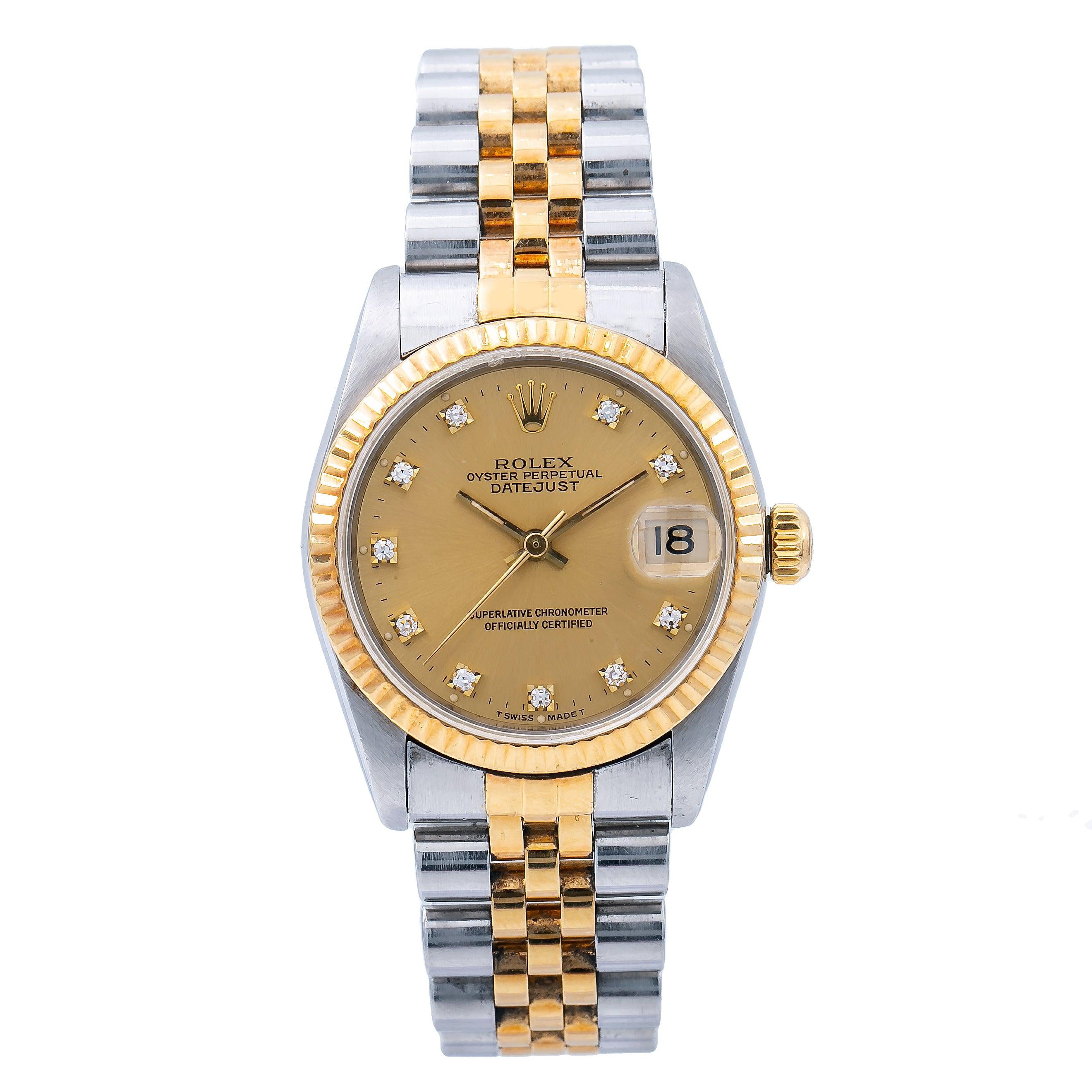 Rolex Datejust 31MM 68273 Stainless Steel and Yellow Gold Original Champagne Diamond Dial Jubilee Bracelet-Rolex-JD Watches NY