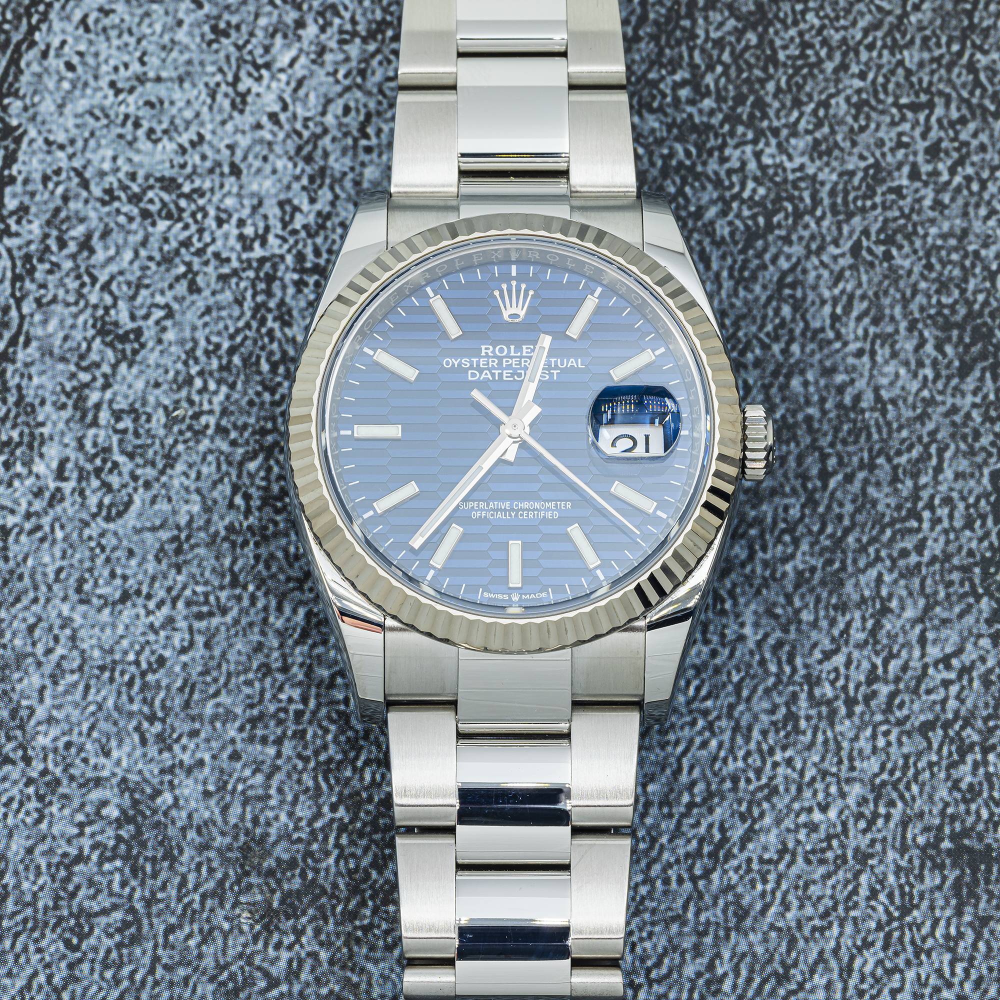 Rolex Datejust 36 126234 – Blue Fluted Dial, White Gold Fluted Bezel, Oyster Bracelet