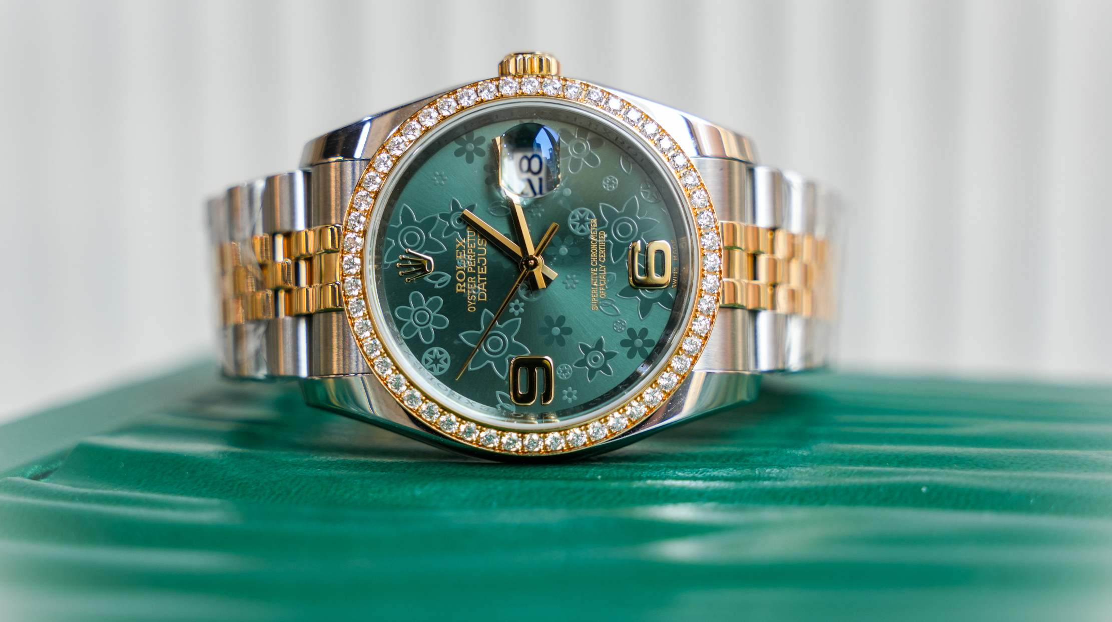 Rolex Datejust 36 – Stainless Steel & Yellow Gold Green Floral Dial Ref. 116243-Rolex-JD Watches NY