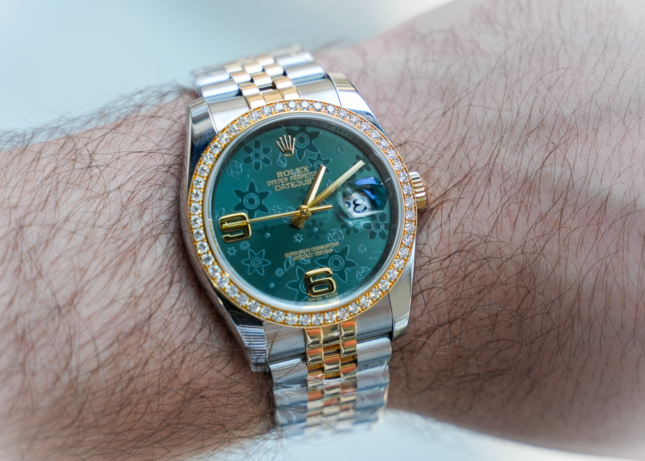 Rolex Datejust 36 – Stainless Steel & Yellow Gold Green Floral Dial Ref. 116243-Rolex-JD Watches NY