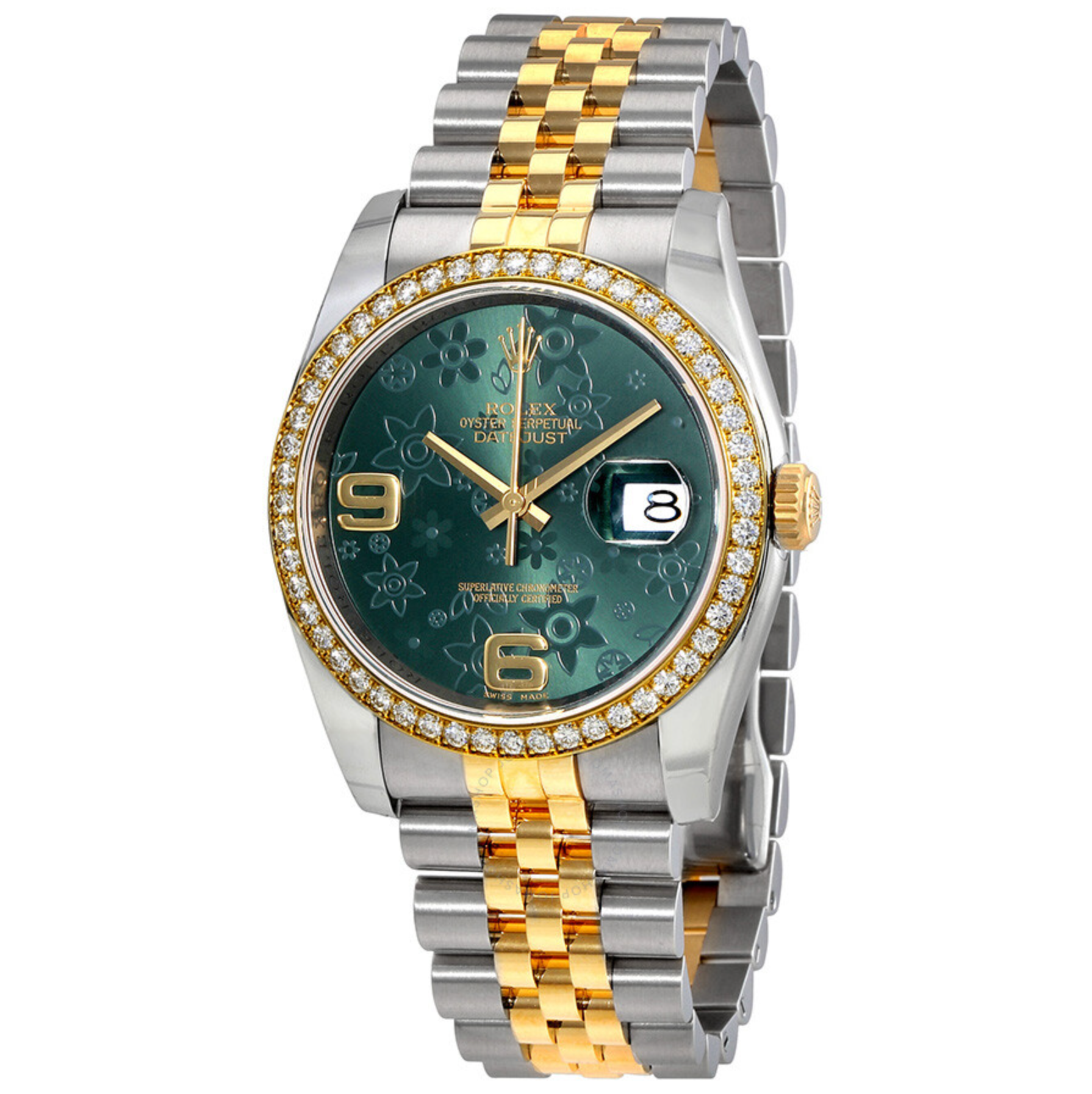 Rolex Datejust 36 – Stainless Steel & Yellow Gold Green Floral Dial Ref. 116243-Rolex-JD Watches NY