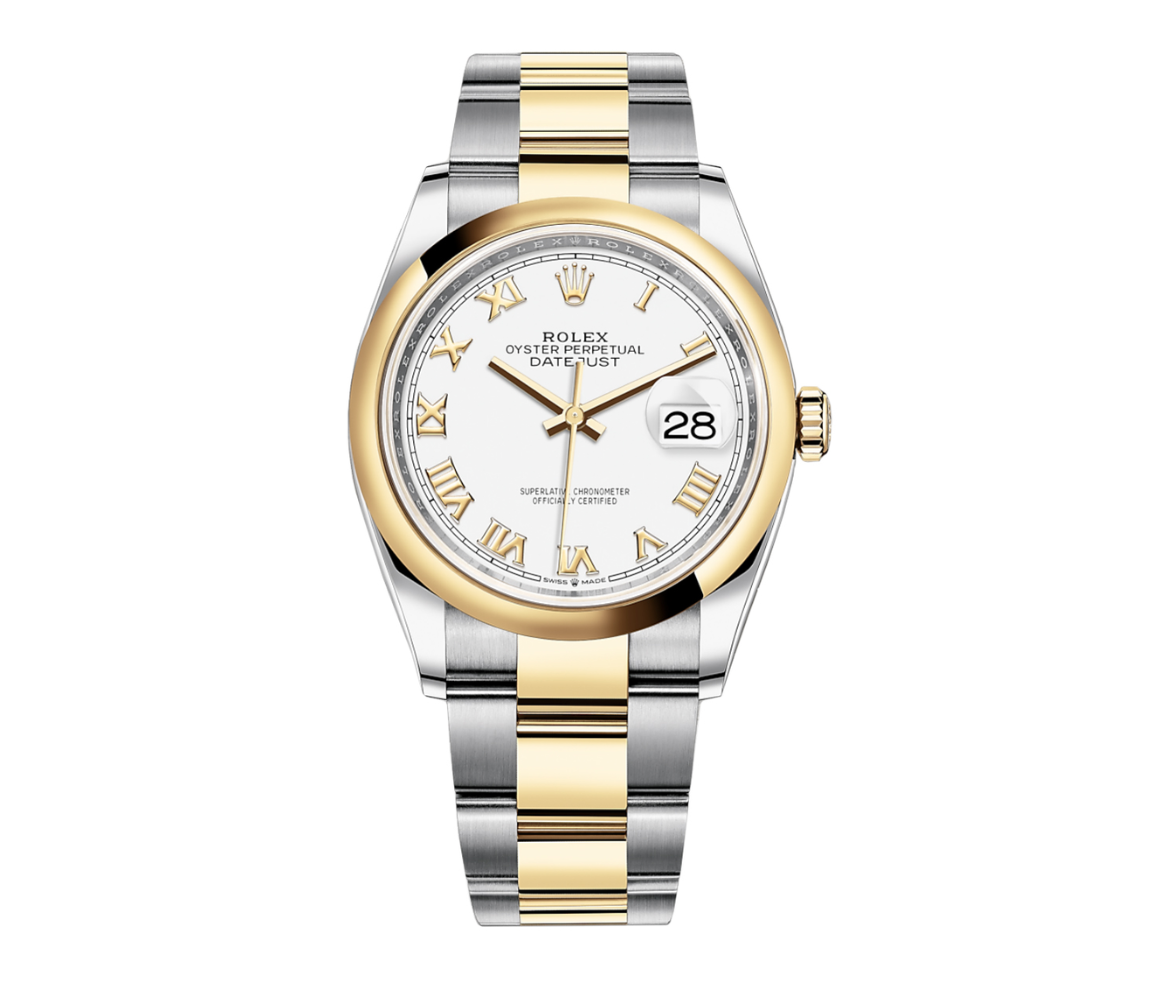 Rolex Datejust 36 – Stainless Steel & Yellow Gold with White Roman Dial Ref. 126203-Rolex-JD Watches NY