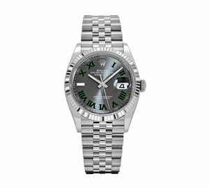 Rolex Datejust 36 – Stainless Steel with Slate 'Wimbledon' Dial & White Gold Fluted Bezel Ref. 126234