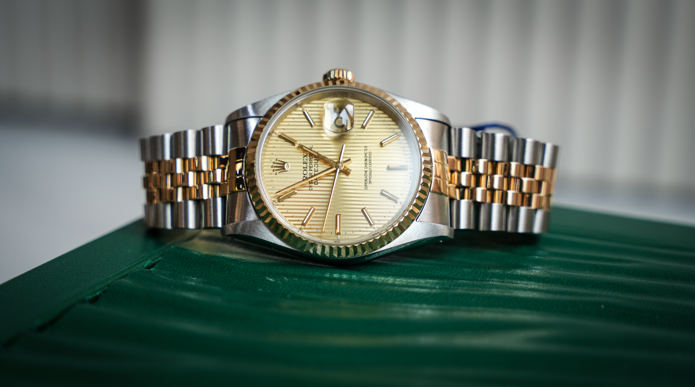 Rolex Datejust 36 – Steel & Yellow Gold Champagne Tapestry Dial Ref. 16233-Rolex-JD Watches NY