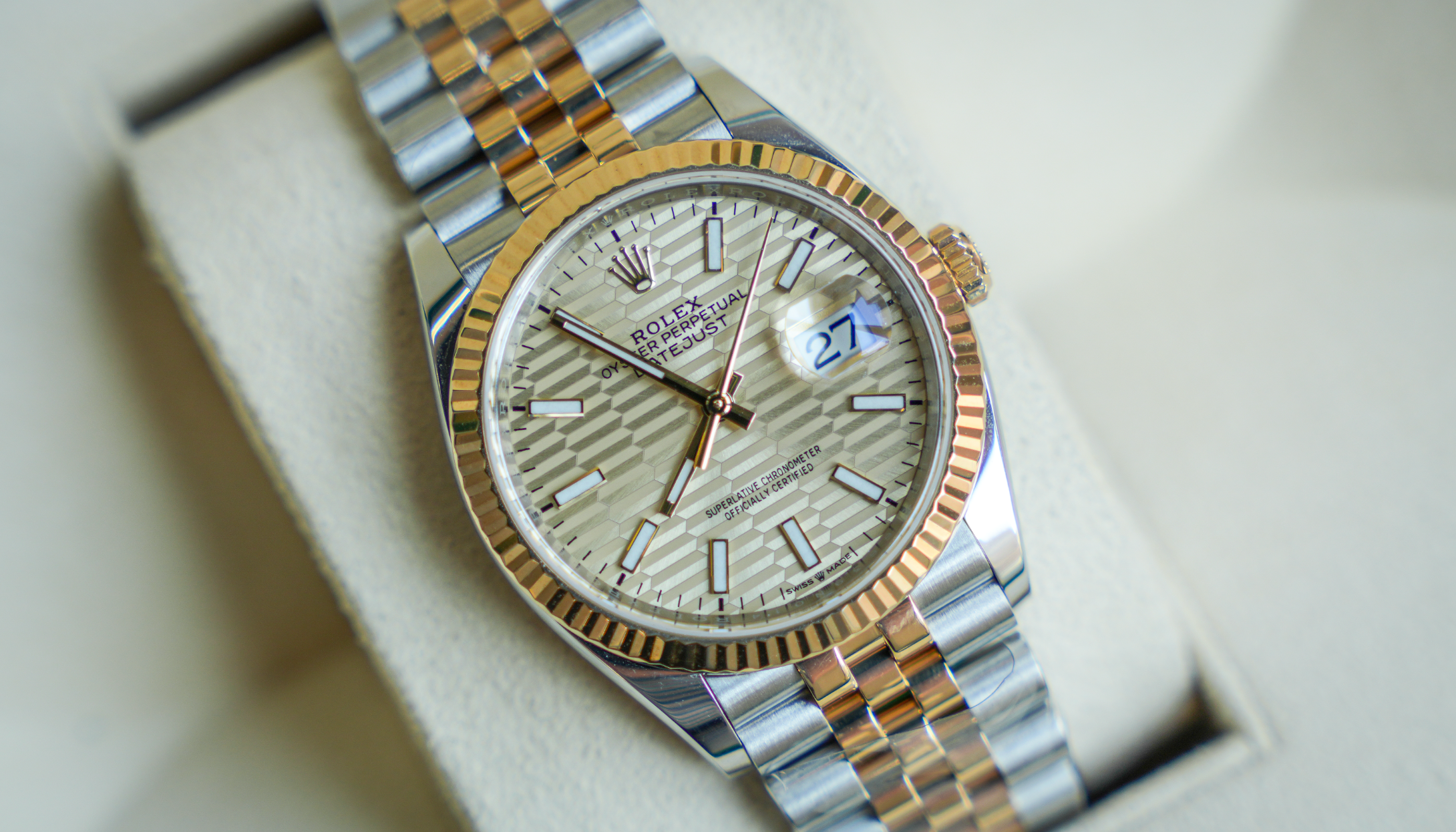 Rolex Datejust 36 – Yellow Rolesor Champagne Motif Dial on Jubilee Bracelet Ref. 126233-Rolex-JD Watches NY