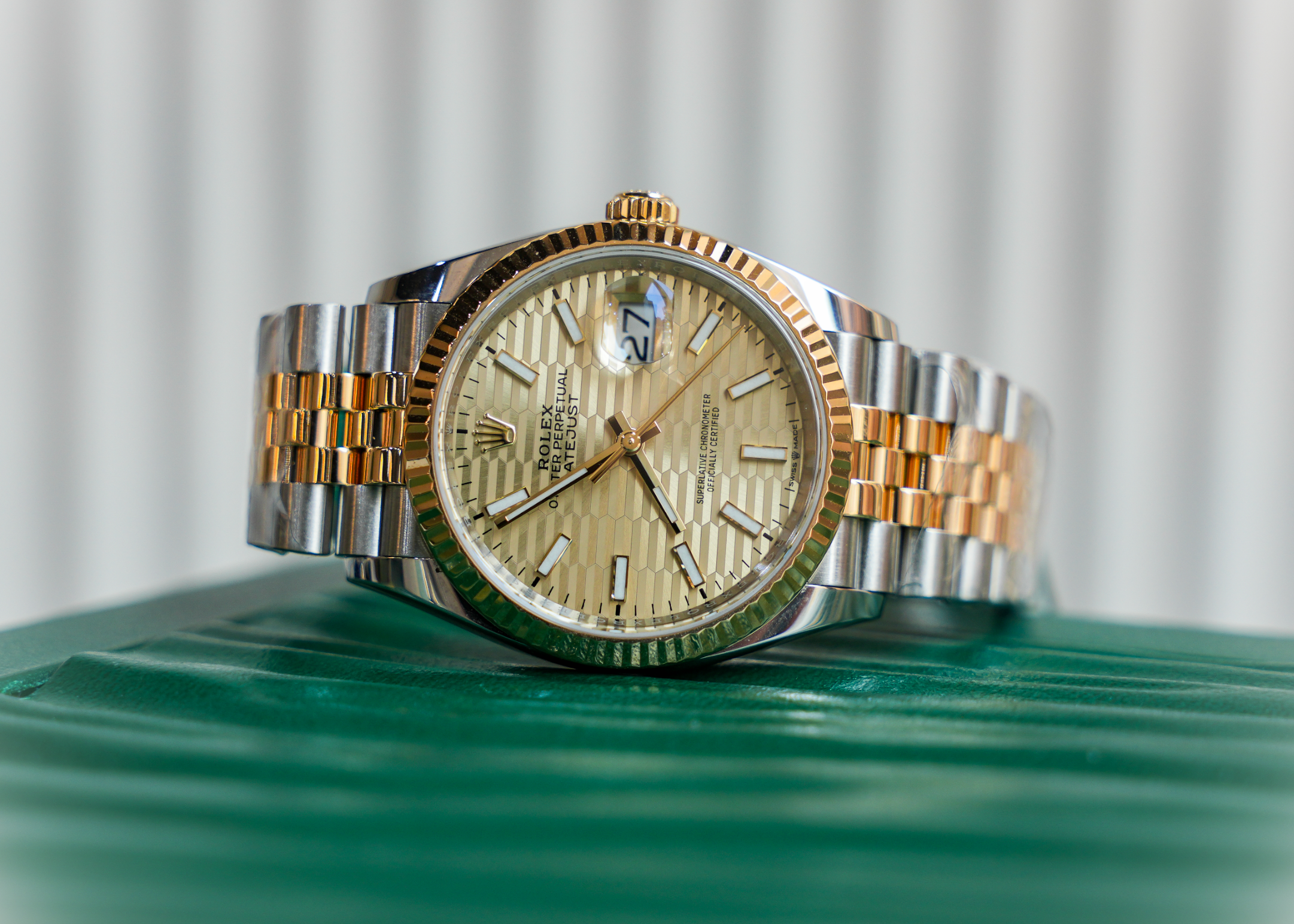 Rolex Datejust 36 – Yellow Rolesor Champagne Motif Dial on Jubilee Bracelet Ref. 126233-Rolex-JD Watches NY