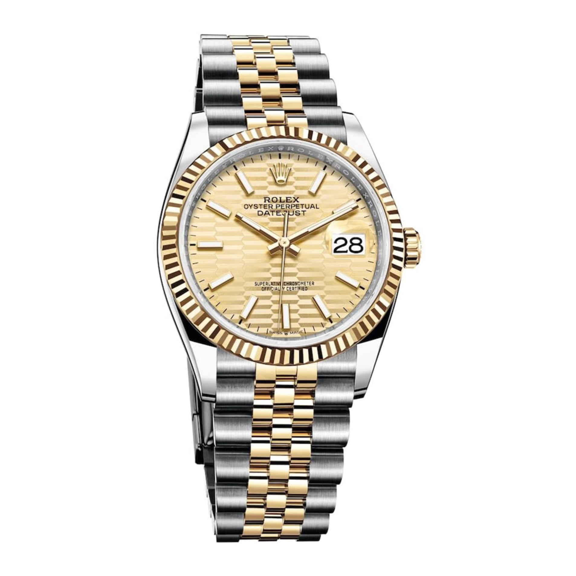 Rolex Datejust 36 – Yellow Rolesor Champagne Motif Dial on Jubilee Bracelet Ref. 126233-Rolex-JD Watches NY