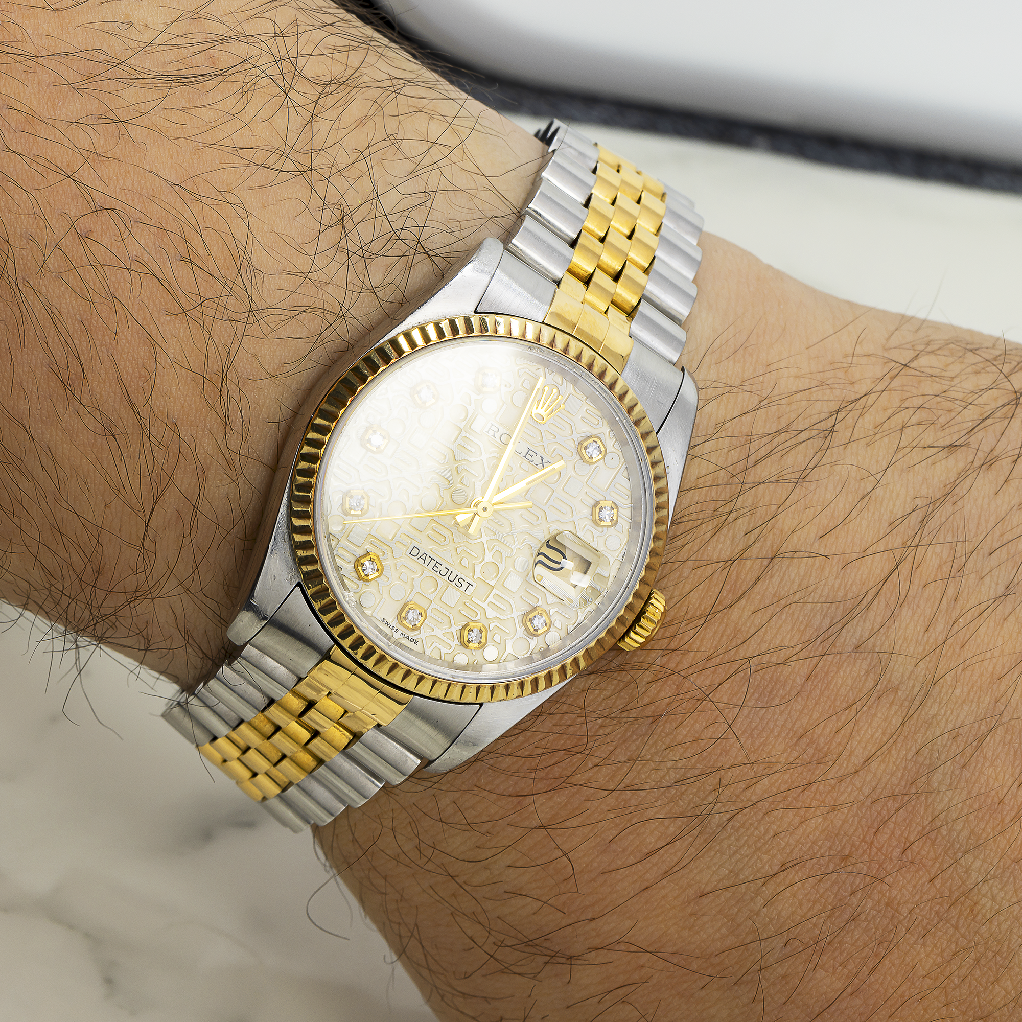 Rolex Datejust 36MM 16233 Stainless Steel and Yellow Gold Fluted Bezel Original Jubilee Diamond Dial-Rolex-JD Watches NY