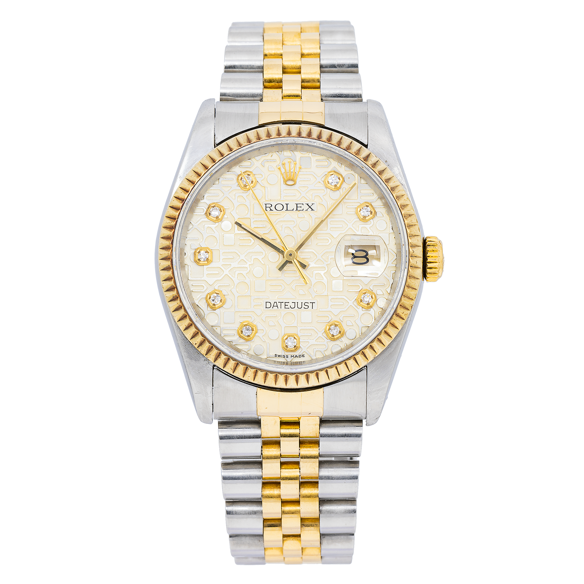 Rolex Datejust 36MM 16233 Stainless Steel and Yellow Gold Fluted Bezel Original Jubilee Diamond Dial-Rolex-JD Watches NY