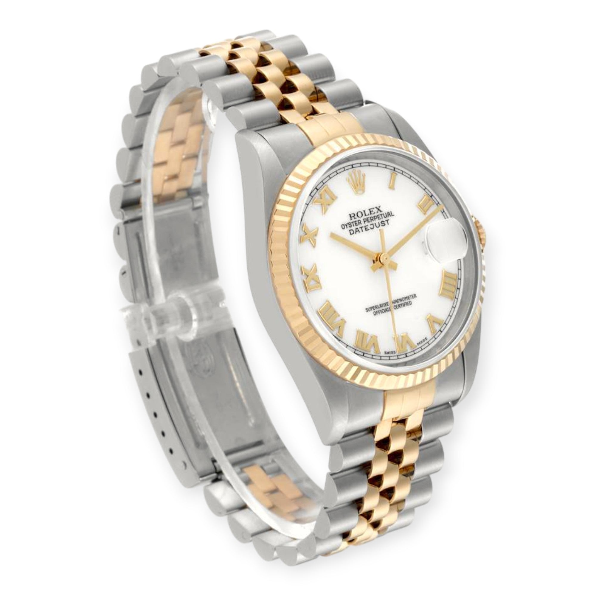 Rolex Datejust 36mm 16233 Steel Yellow Gold White Dial Mens Watch-Rolex-JD Watches NY