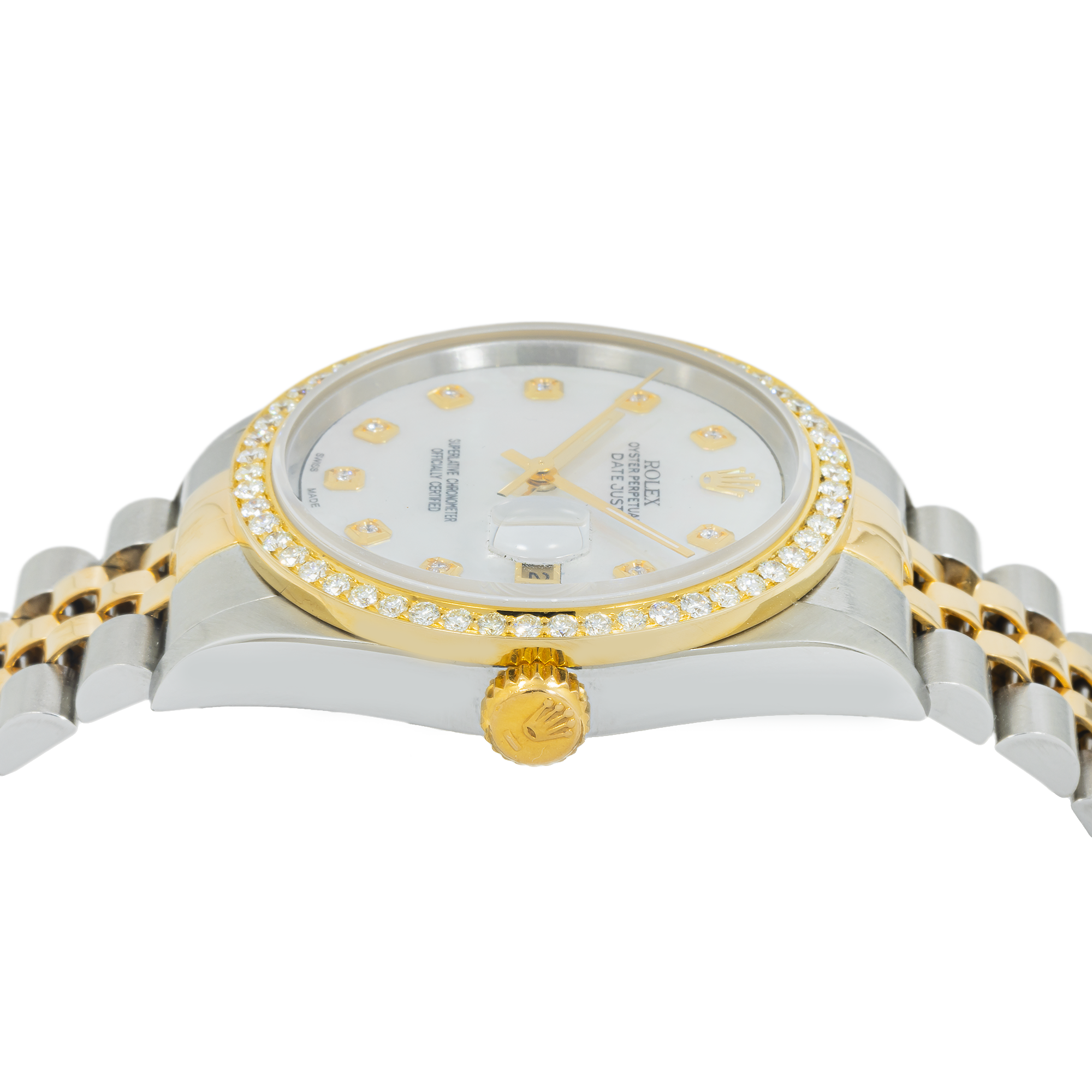 Rolex Datejust 36mm 16233 Yellow Gold & Stainless Steel – Mother of Pearl Diamond Dial & Diamond Bezel (Year: 1988-2004)