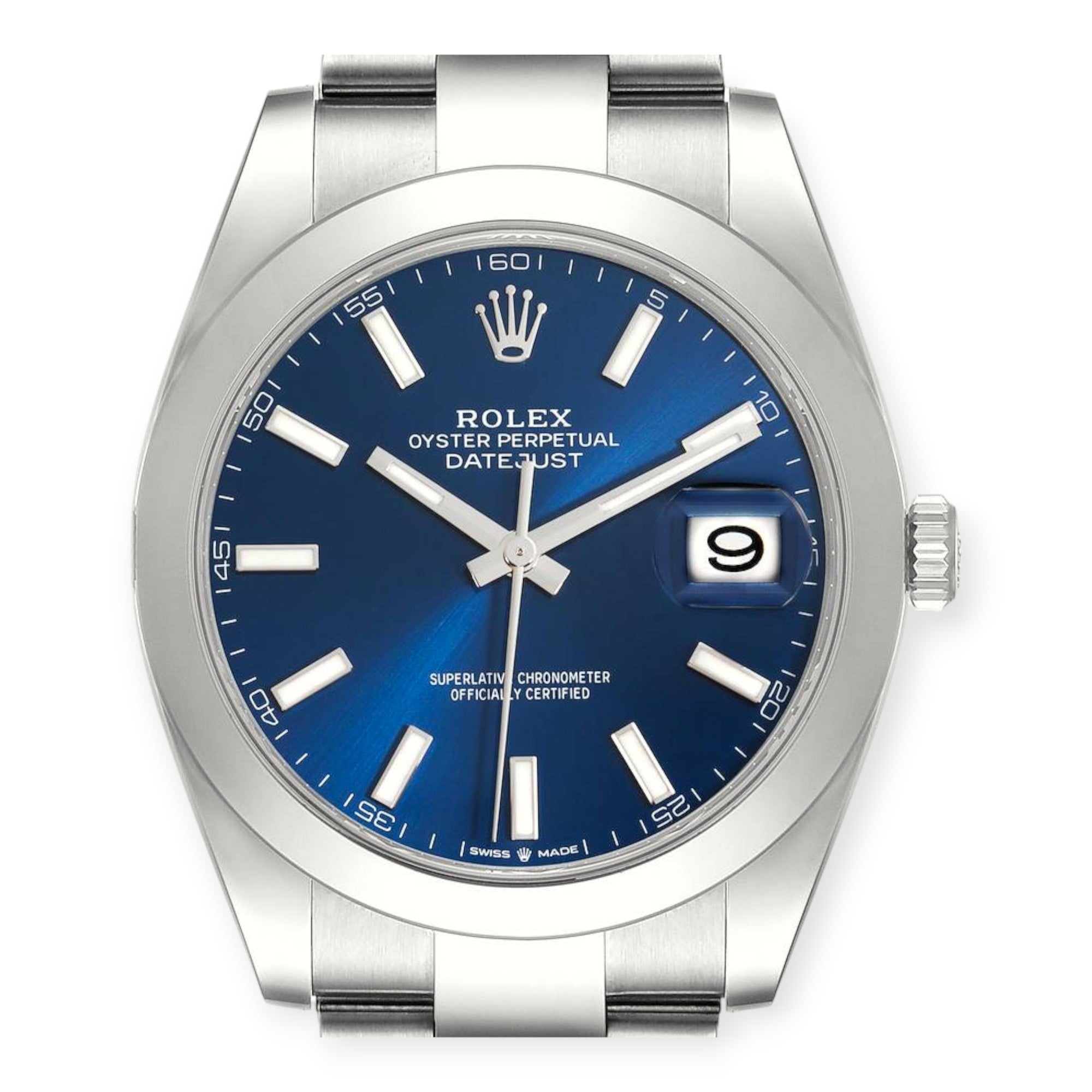 Rolex Datejust 41 Blue Dial Ref 126300 Smooth Bezel Steel Mens Watch-Rolex-JD Watches NY