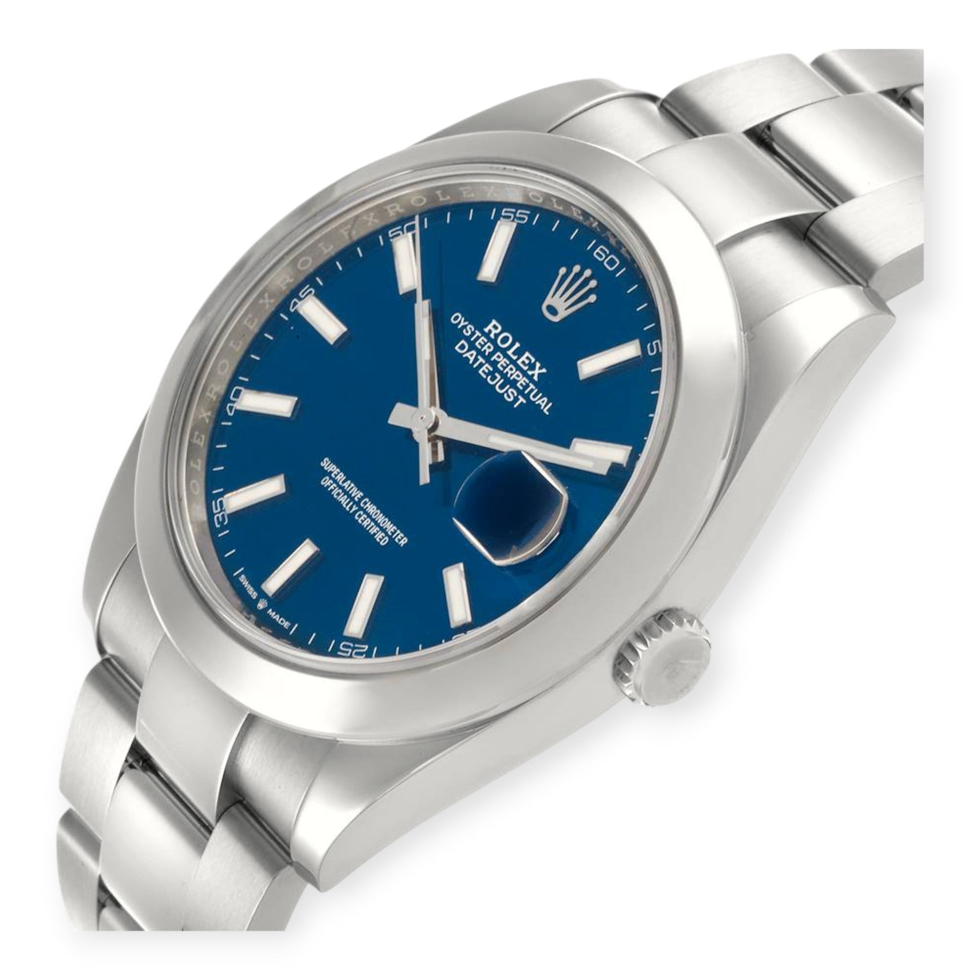 Rolex Datejust 41 Blue Dial Ref 126300 Smooth Bezel Steel Mens Watch-Rolex-JD Watches NY