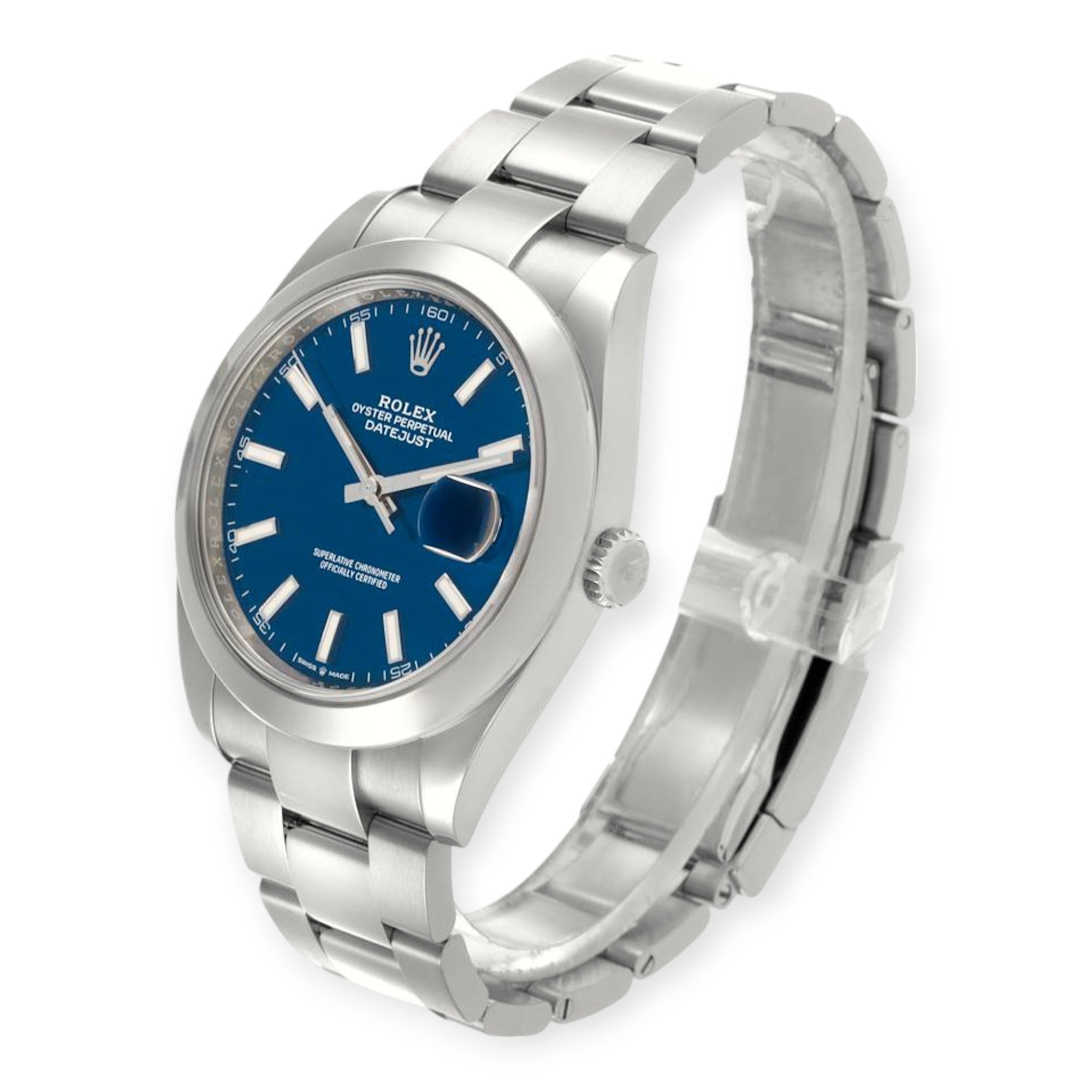 Rolex Datejust 41 Blue Dial Ref 126300 Smooth Bezel Steel Mens Watch-Rolex-JD Watches NY