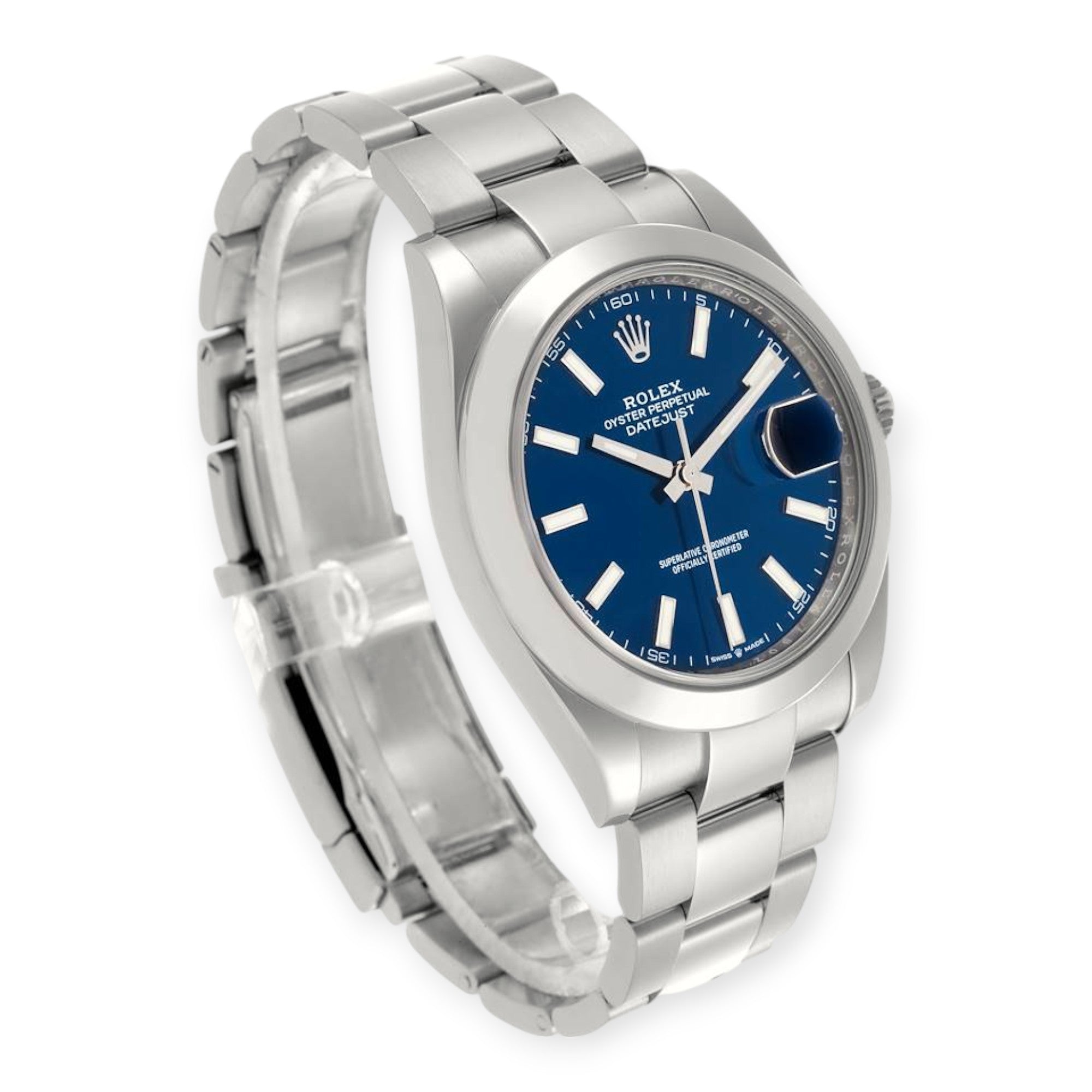 Rolex Datejust 41 Blue Dial Ref 126300 Smooth Bezel Steel Mens Watch-Rolex-JD Watches NY