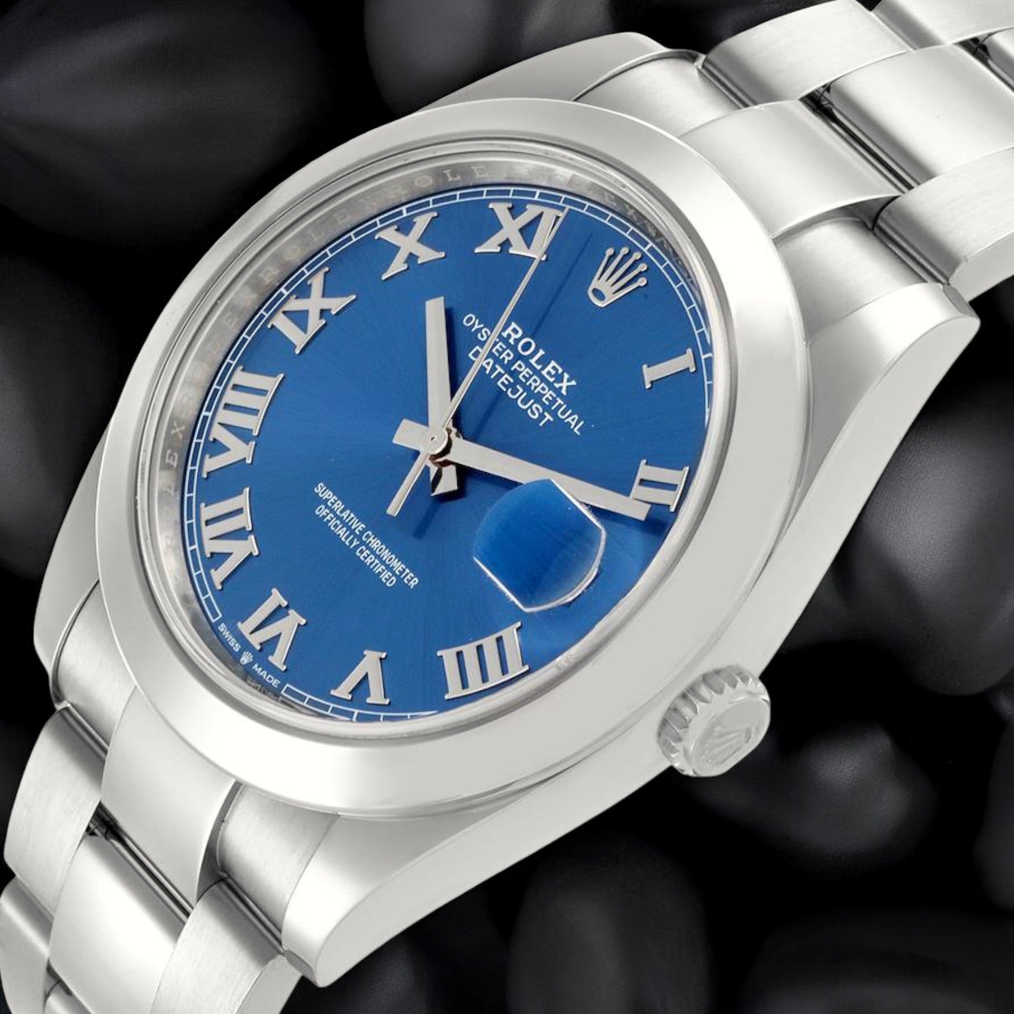 Rolex Datejust 41 Blue Roman Dial Ref 126300 Smooth Bezel Steel Mens Watch-Rolex-JD Watches NY