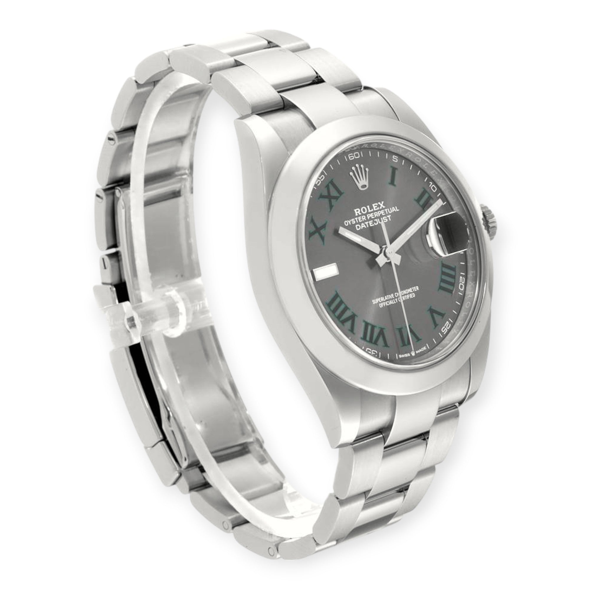 Rolex Datejust 41 Grey Green Wimbledon Dial 126300 Steel Mens Watch-Rolex-JD Watches NY