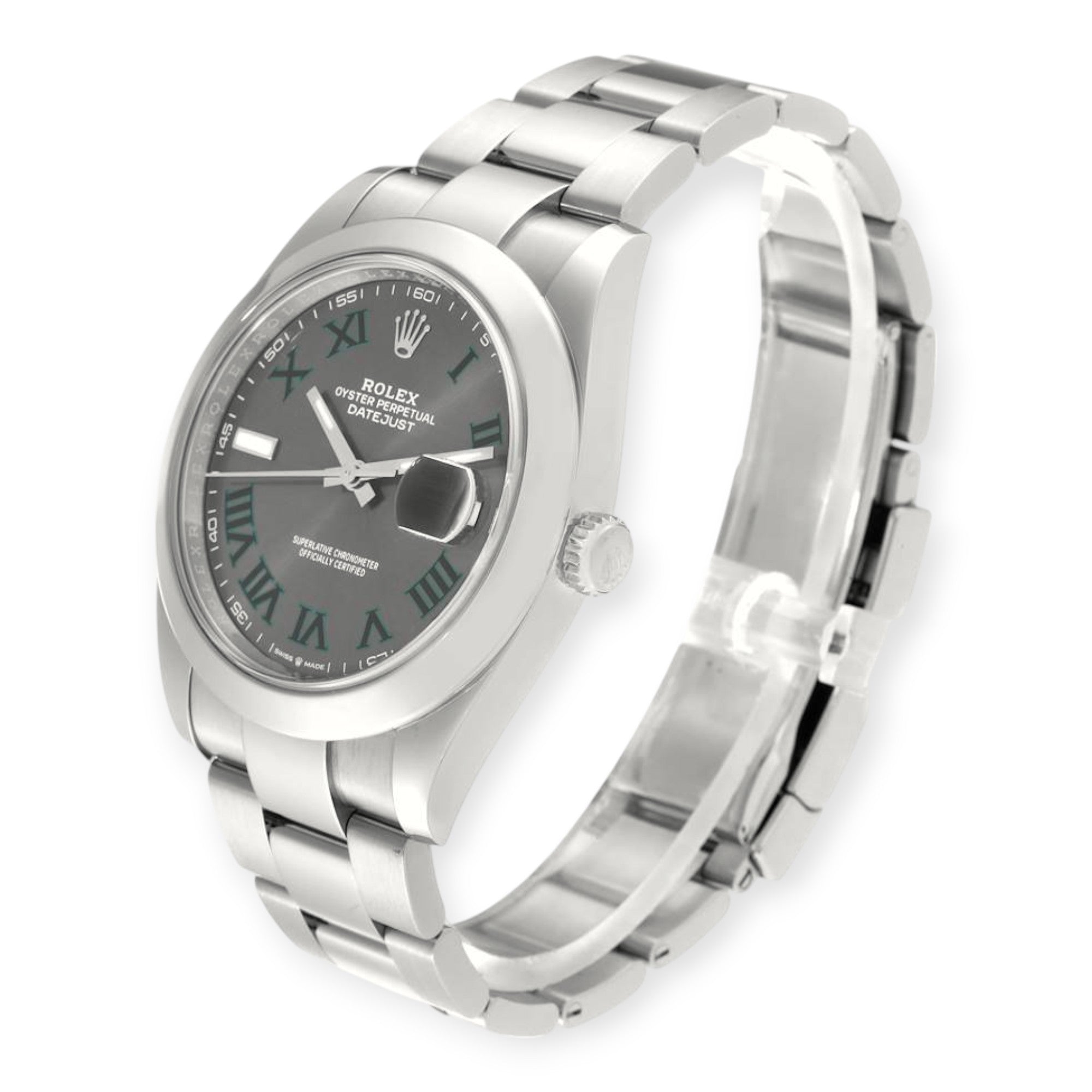 Rolex Datejust 41 Grey Green Wimbledon Dial 126300 Steel Mens Watch-Rolex-JD Watches NY
