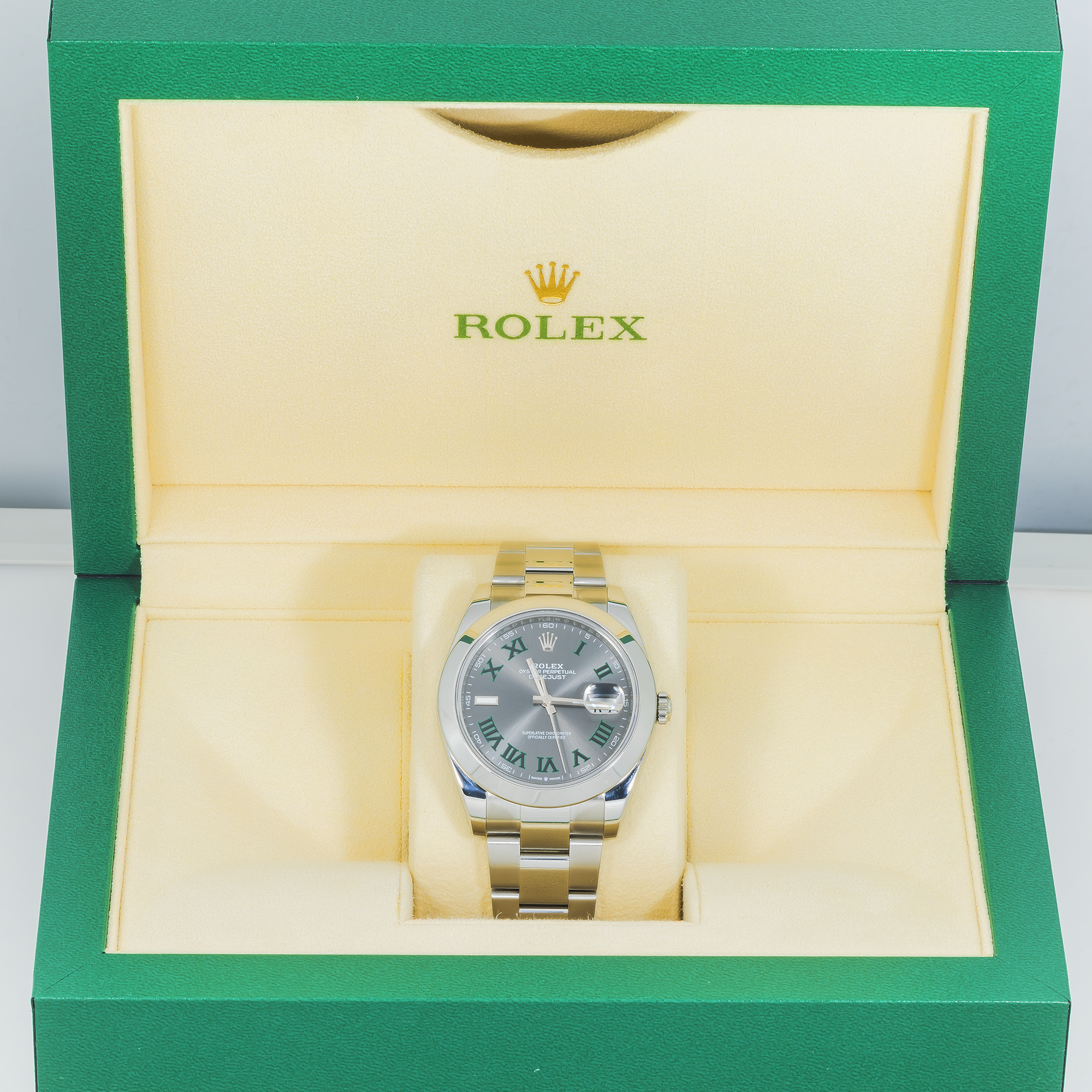 Rolex Datejust 41 Grey Green Wimbledon Dial 126300 Steel Mens Watch