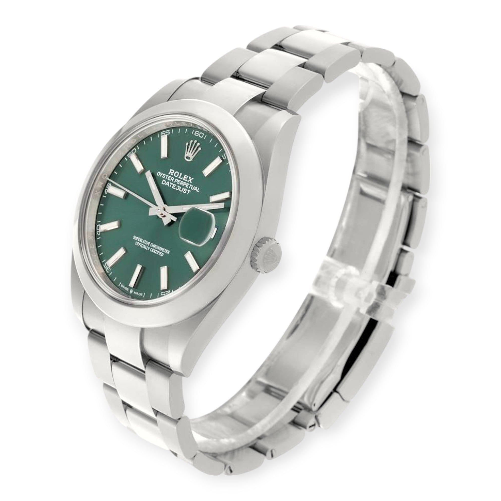 Rolex Datejust 41 Mint Green Dial 126300 Steel Mens Watch-Rolex-JD Watches NY