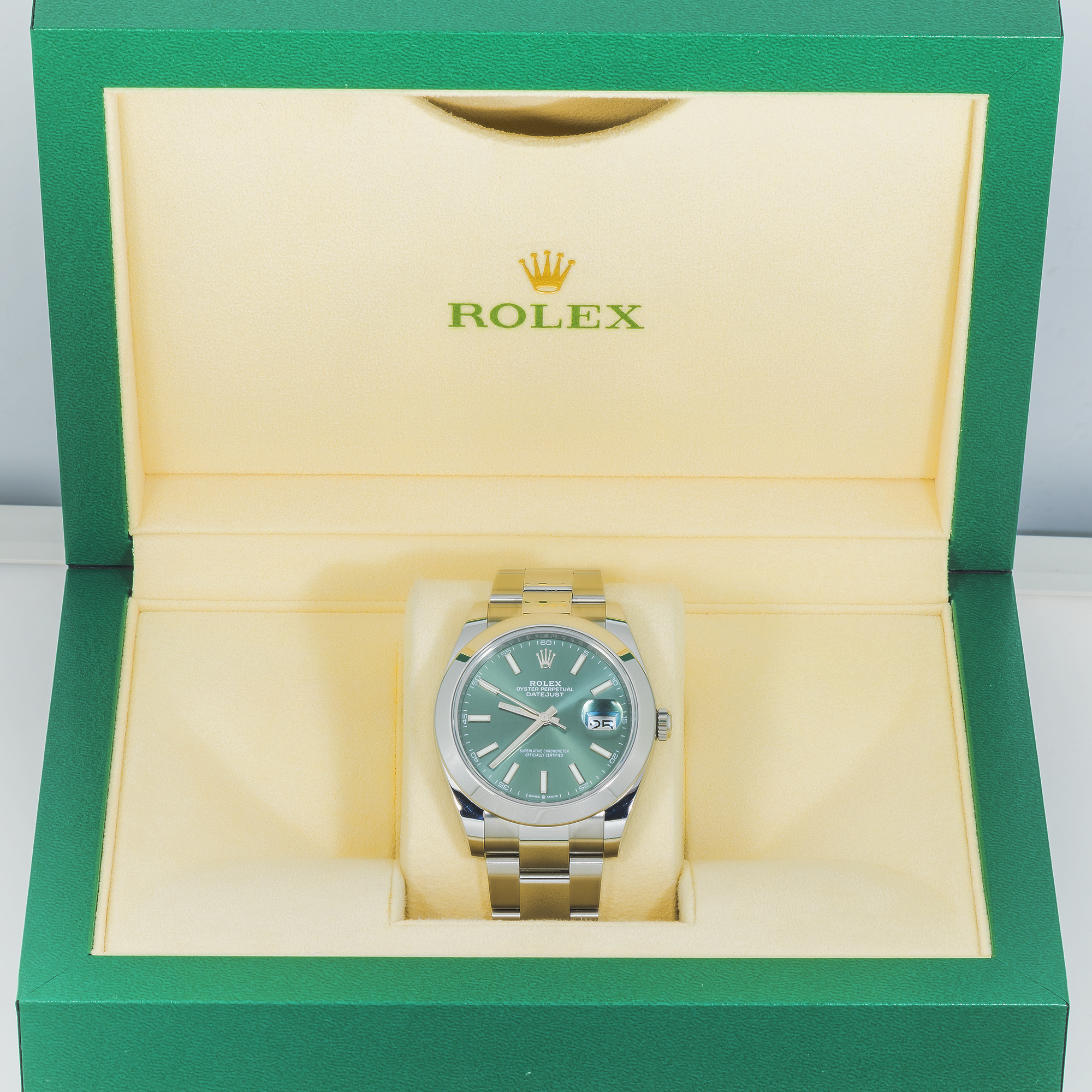 Rolex Datejust 41 Mint Green Dial 126300 Steel Mens Watch